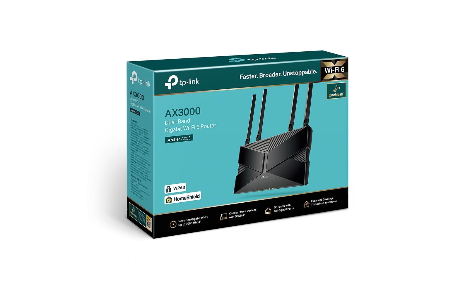 TP-Link Archer AX3000 (AX53) – WLAN-Router – Wi-Fi 6 Dual-Band (2,4/5 GHz), 3,0 Gbit/s