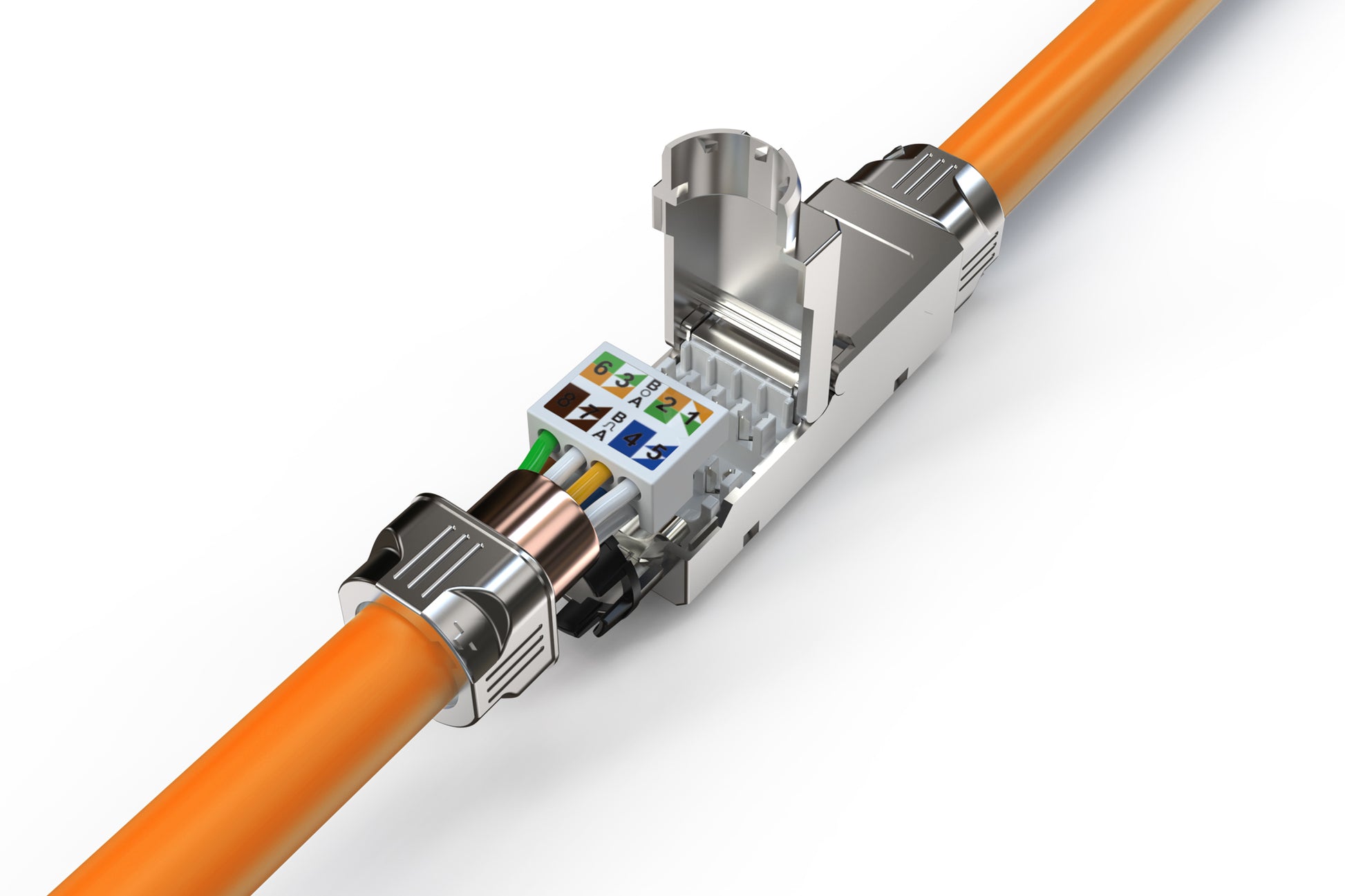 Digitus Cat6a Kupplung – geschirmt, Edelstahl, Nickel/Zink, 72,8×11,7×14,5 mm, 1 Stück