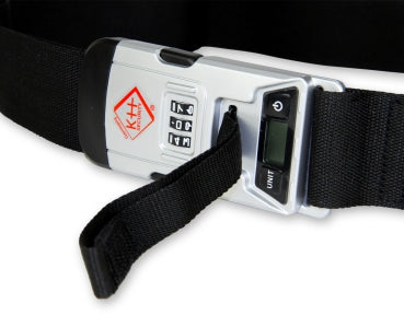 KH Security Koffergurt mit Zahlenschloss und Waage – für Gepäck – Länge 194 cm – Silber/Schwarz