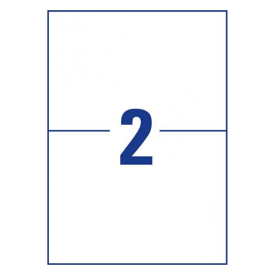 Avery 6176 – Etiketten A4 210 × 148 mm – Papier, weiss – permanent haftend – Laser/Inkjet – 2 pro Blatt, 25 Blätter