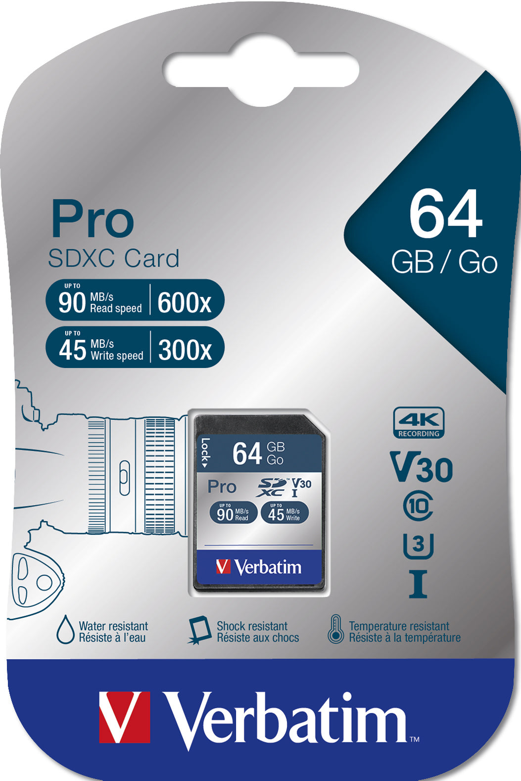 Verbatim SDXC 64 GB – UHS-I, Klasse 10, 90/45 MB/s