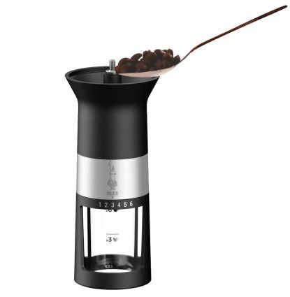 Bialetti Manuelle Kaffeemühle MCPRO001 – Schlagmesser, 6 Stufen, 45 g, Silber