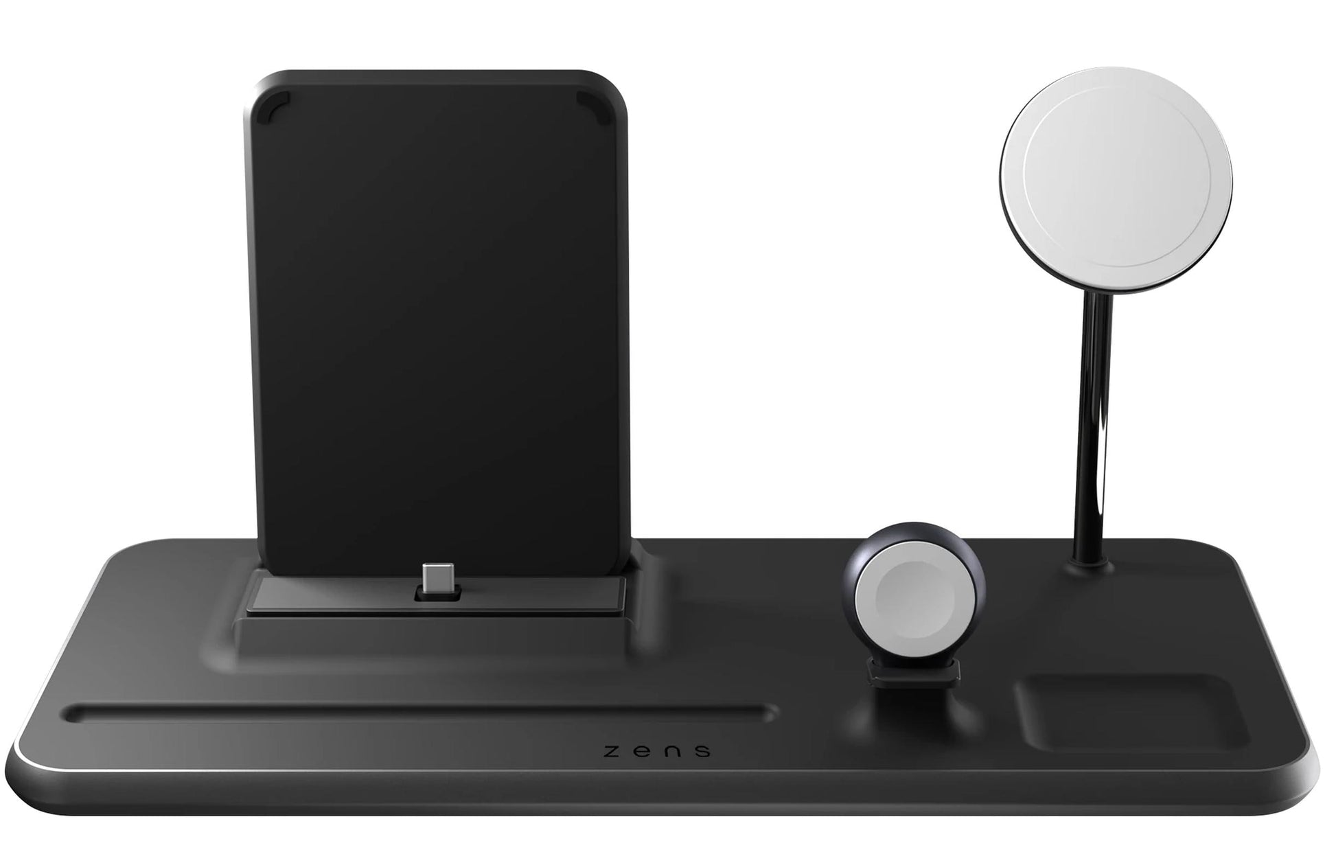 ZENS ZEDC21B/00 Kabelloses Ladegerät 15 W – Qi, PD – USB‑C×1 – 4× gleichzeitig – für Smartphone und mehr – Schwarz