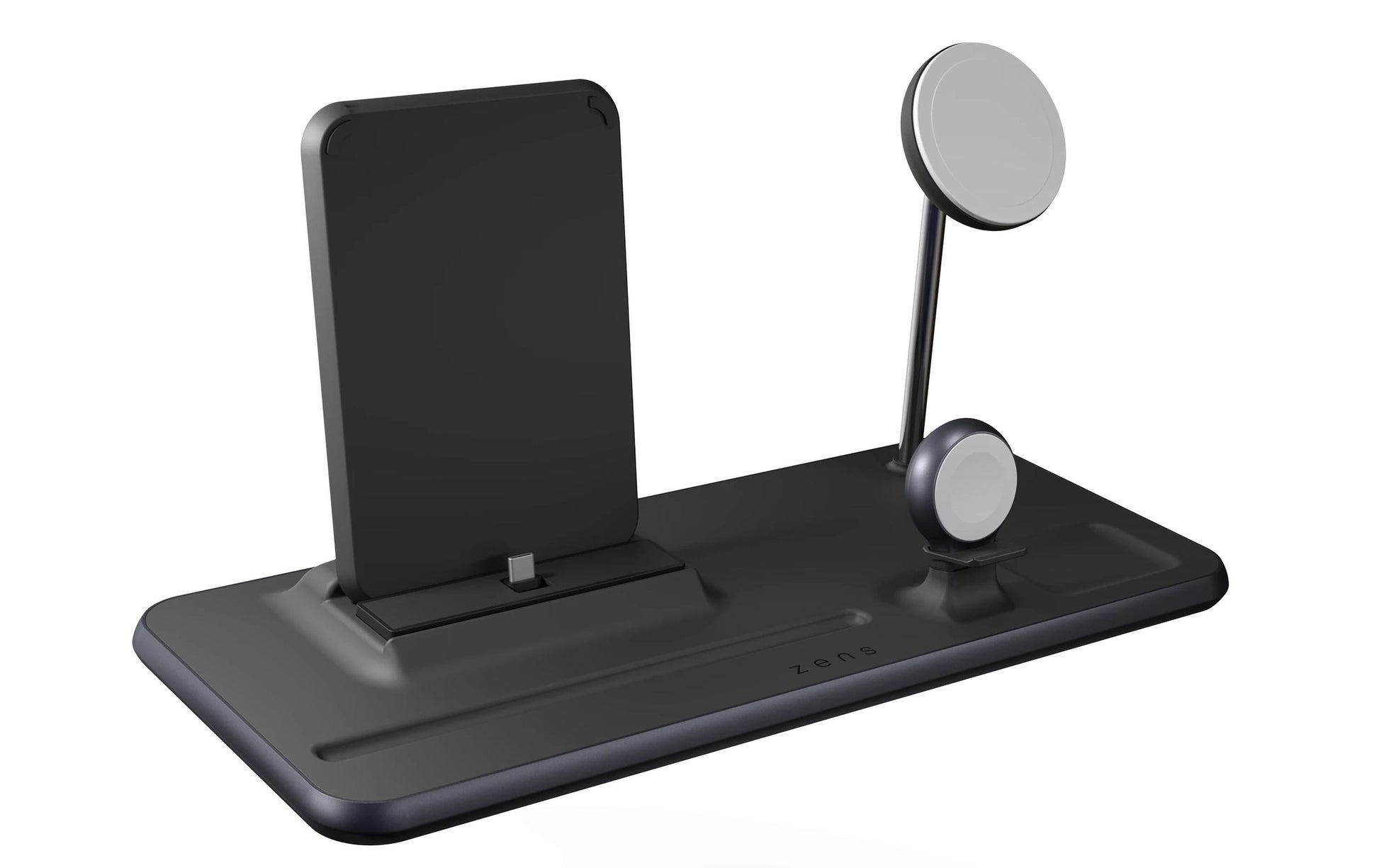 ZENS ZEDC21B/00 Kabelloses Ladegerät 15 W – Qi, PD – USB‑C×1 – 4× gleichzeitig – für Smartphone und mehr – Schwarz