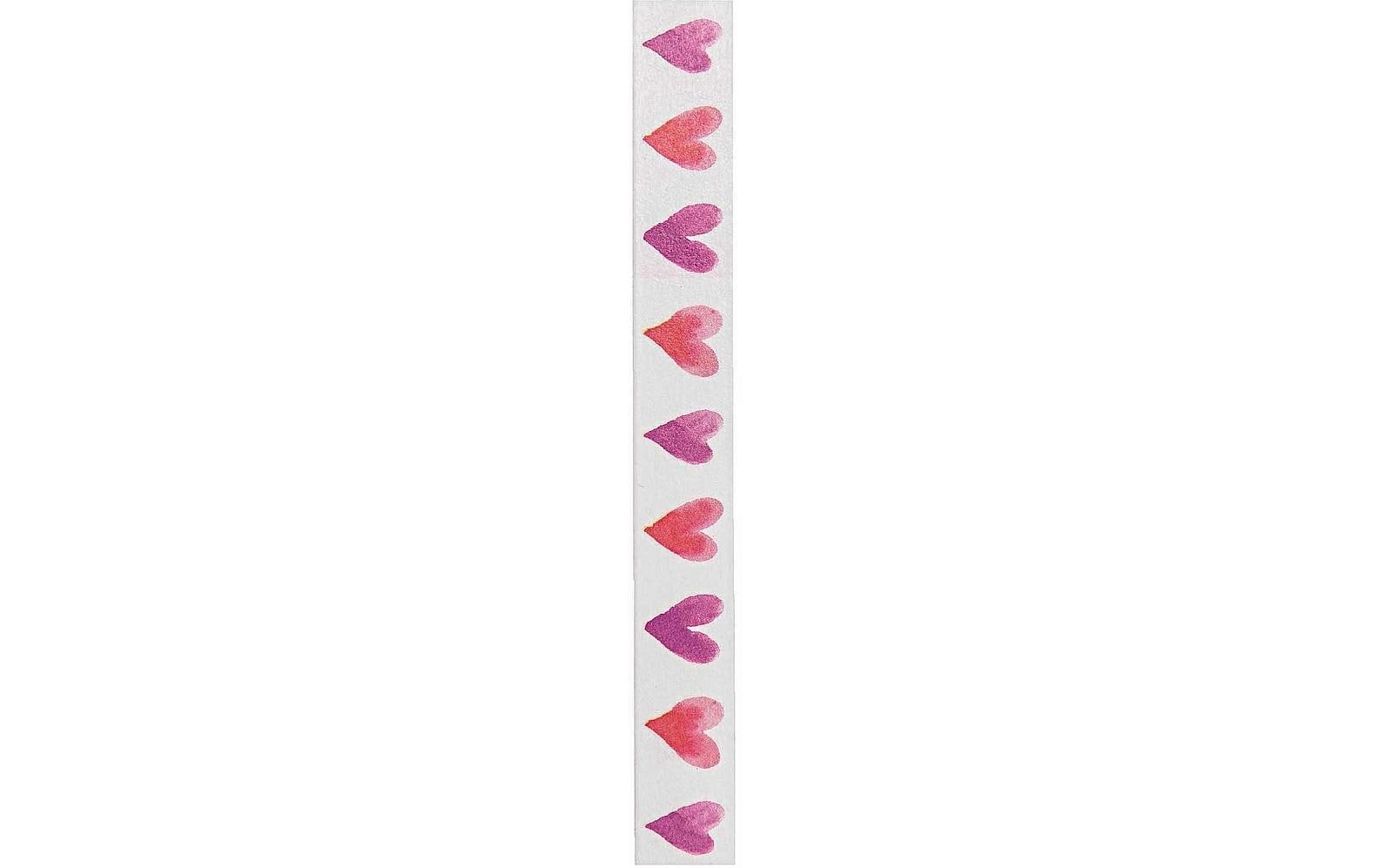 Rico Design Liebe Washi Tape – 15 mm × 10 m, pink/violett/weiss, gemustert, Papier, wiederablösbar, 1 Rolle