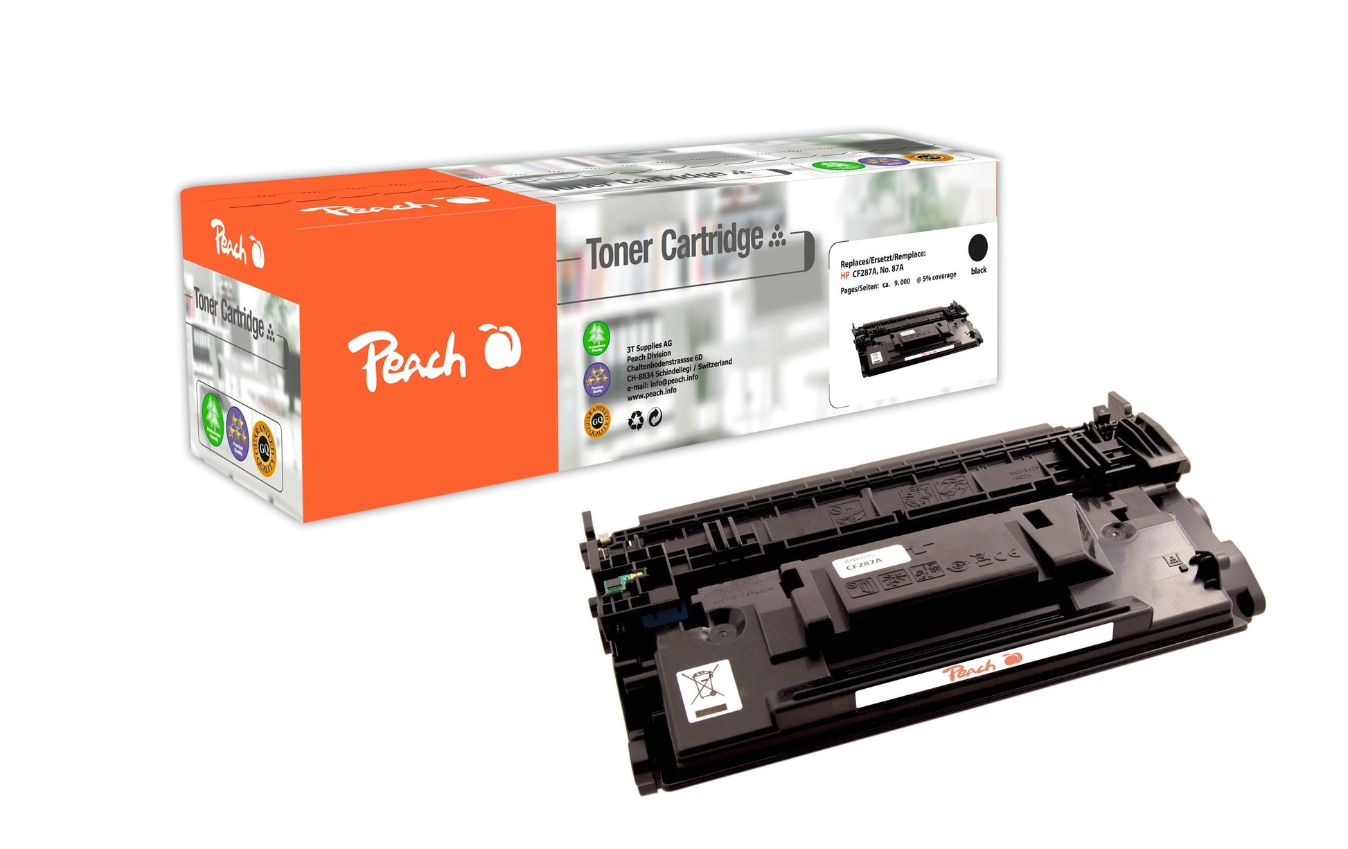 Peach Toner CF287A/87A – schwarz, 9000 Seiten – für HP M 527 c/M 506 dh/M 506 dn und andere