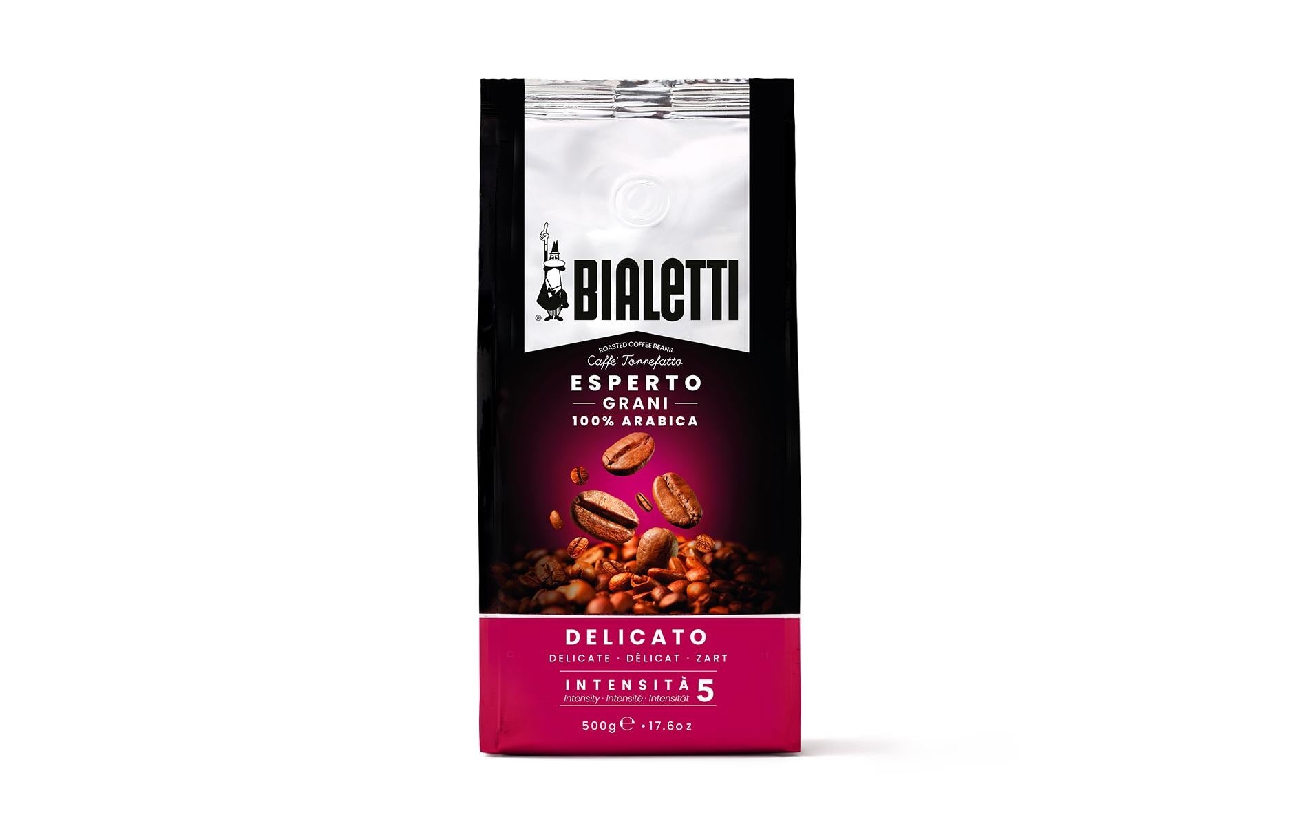 Bialetti Esperto Delicato – Kaffeebohnen – Espresso, Intensität 5, 500 g
