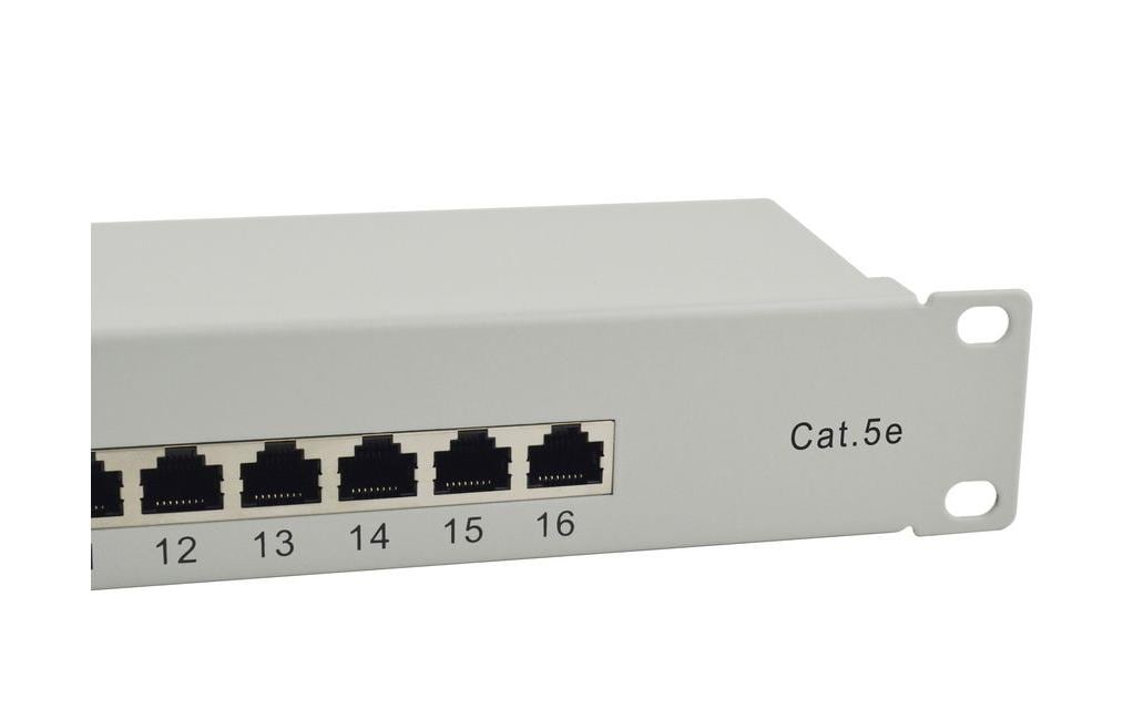 Equip 327316 Patchpanel – 16× RJ‑45, Cat.5e geschirmt, 1U, 19", Grau
