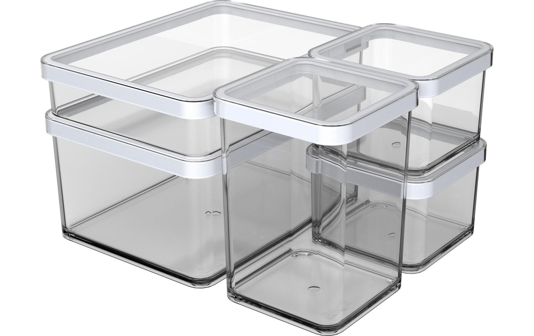 Rotho Vorratsdose Loft – stapelbar, auslaufsicher, spülmaschinenfest – Kunststoff – transparent – 5 Stück