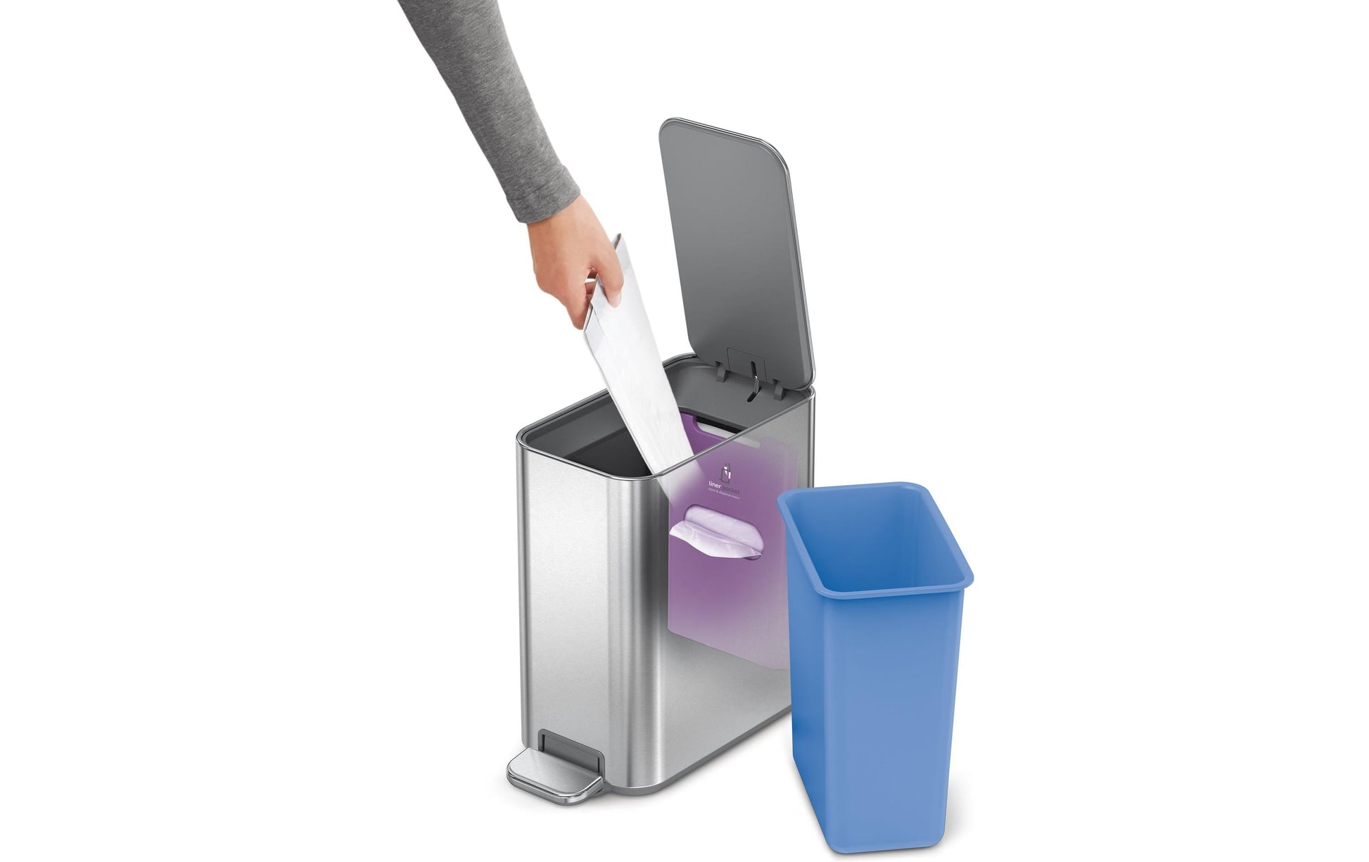 Simplehuman – Papierkorb – 5 l, mit Deckel – Edelstahl