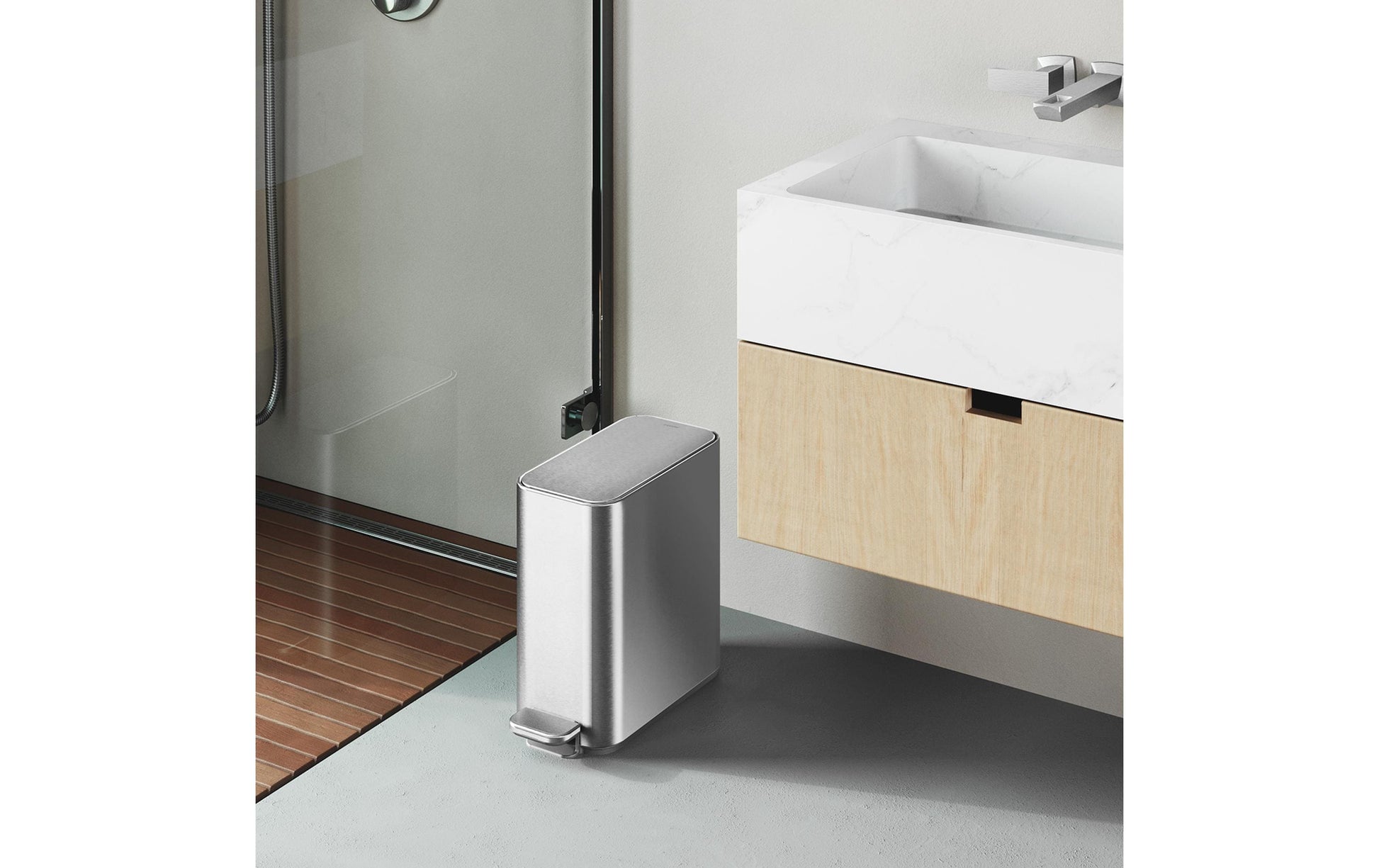 Simplehuman – Papierkorb – 5 l, mit Deckel – Edelstahl