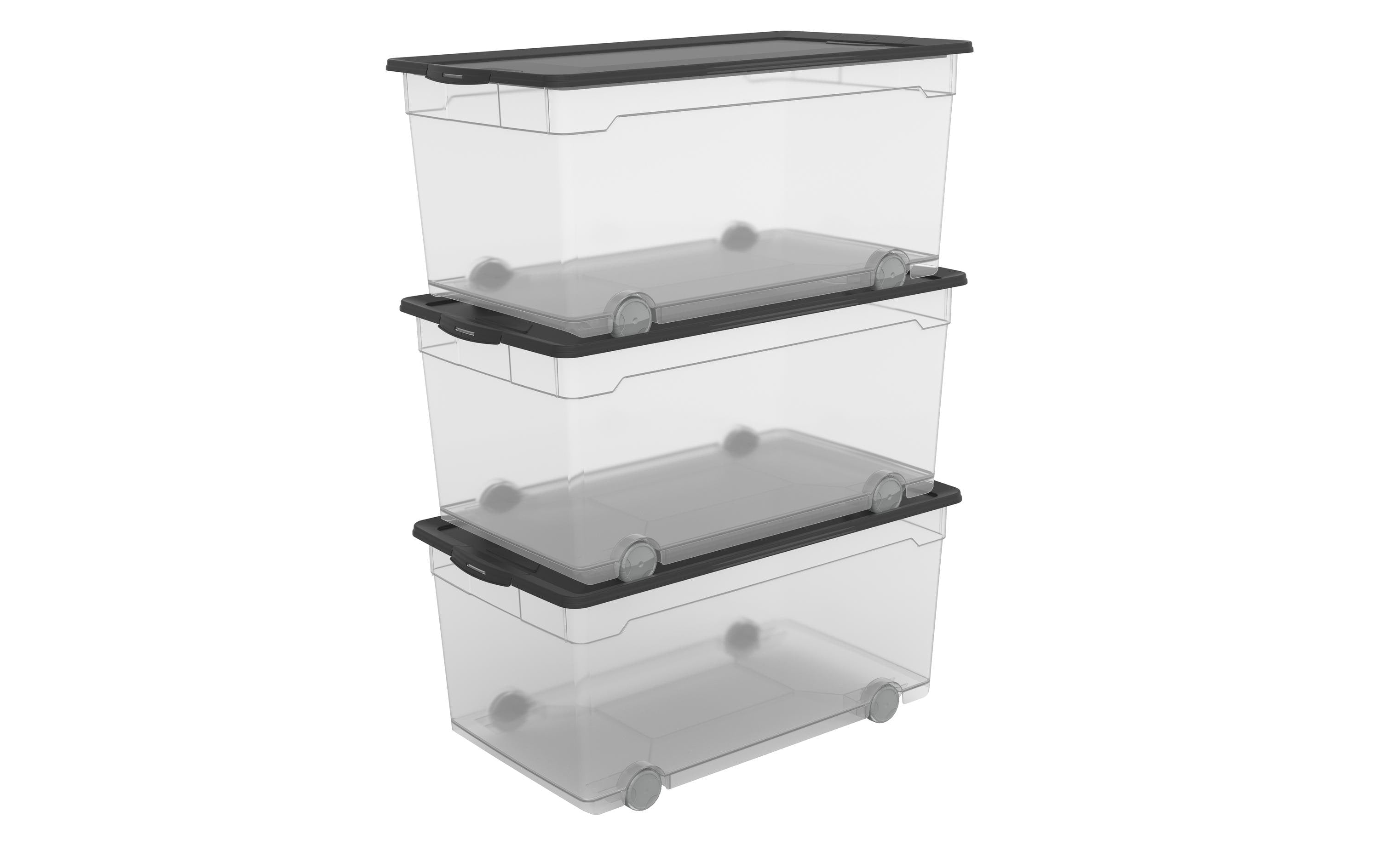 Rotho Aufbewahrungsbox – Polypropylen, Schwarz, 71,5 × 33,5 × 40 cm – 3er-Pack
