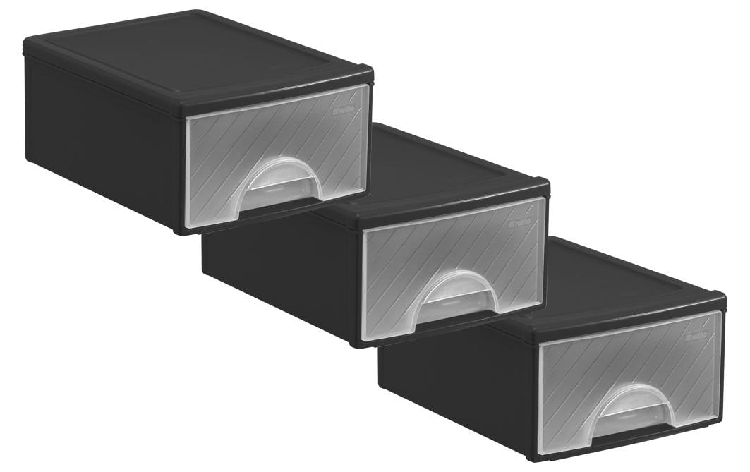 Rotho Aufbewahrungsbox 38,7 l – Polypropylen – Transparent – 3-teiliges Set – 350 × 145 × 255 mm