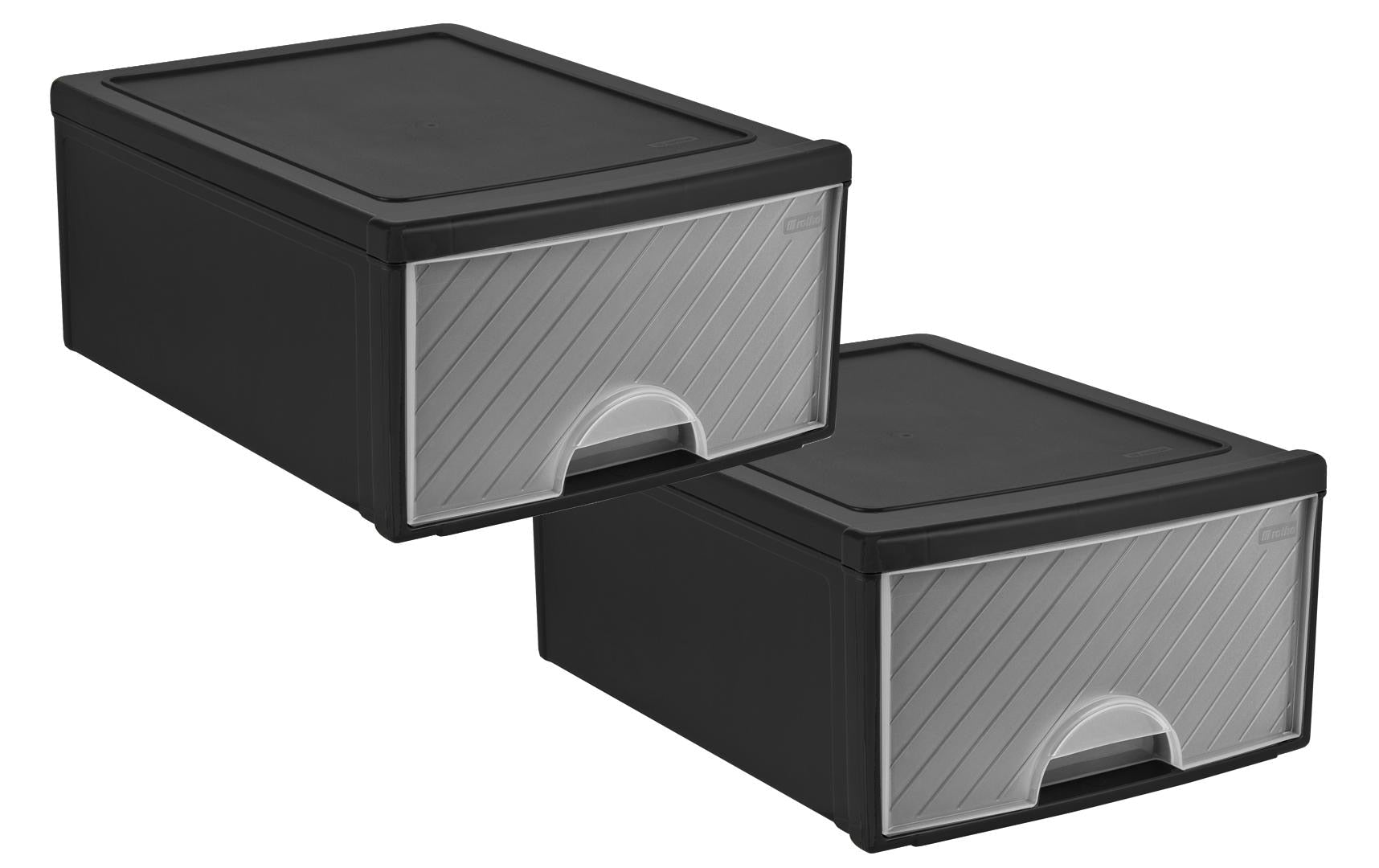 Rotho Schubladenbox – Polypropylen (PP), Transparent, 44,5 × 20 × 34,5 cm – 2er-Pack