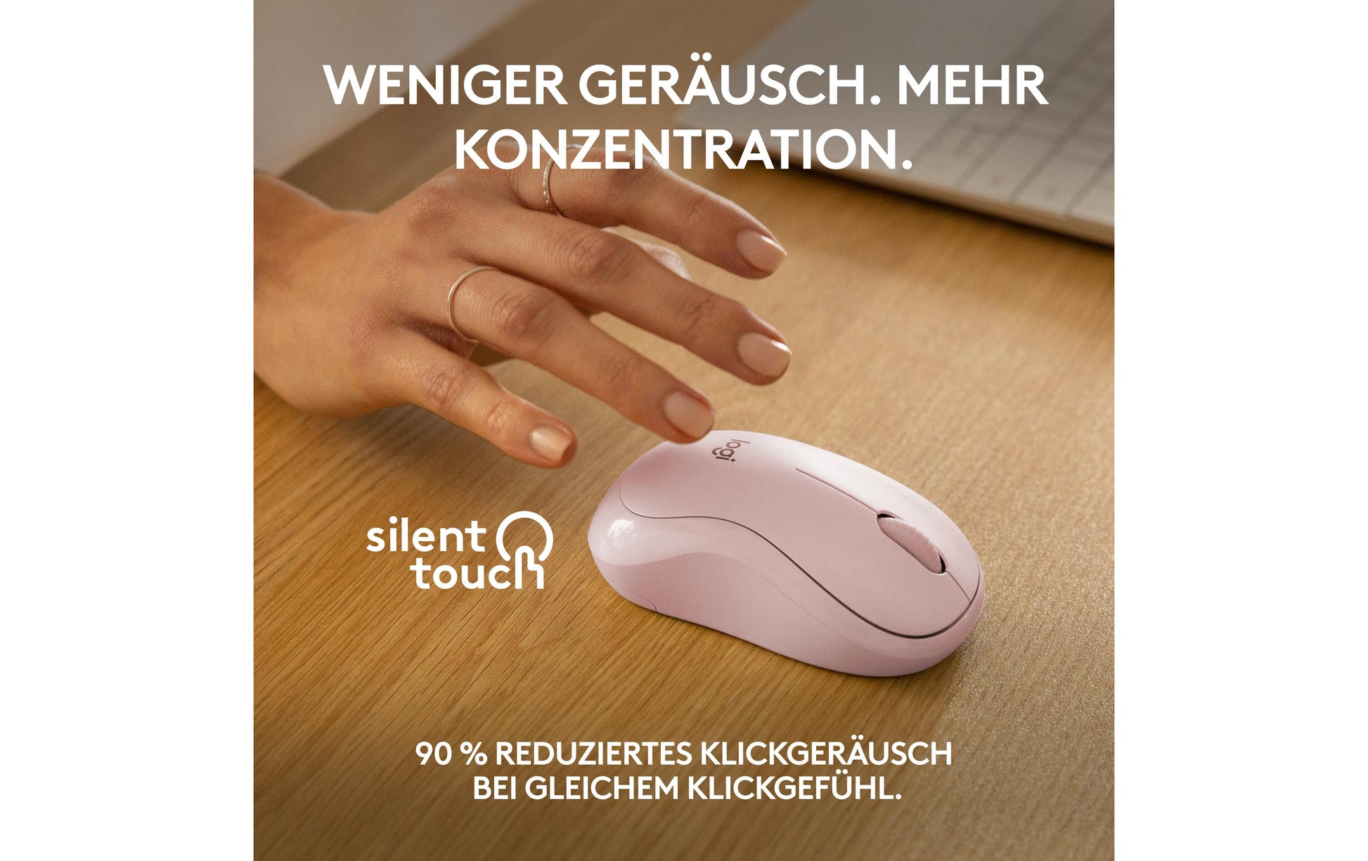 Logitech M240 Silent Maus – kabellos, Bluetooth, Silent-Tasten, Rosa