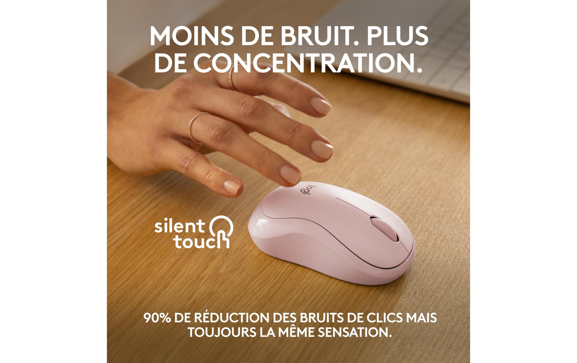 Logitech M240 Silent Maus – kabellos, Bluetooth, Silent-Tasten, Rosa