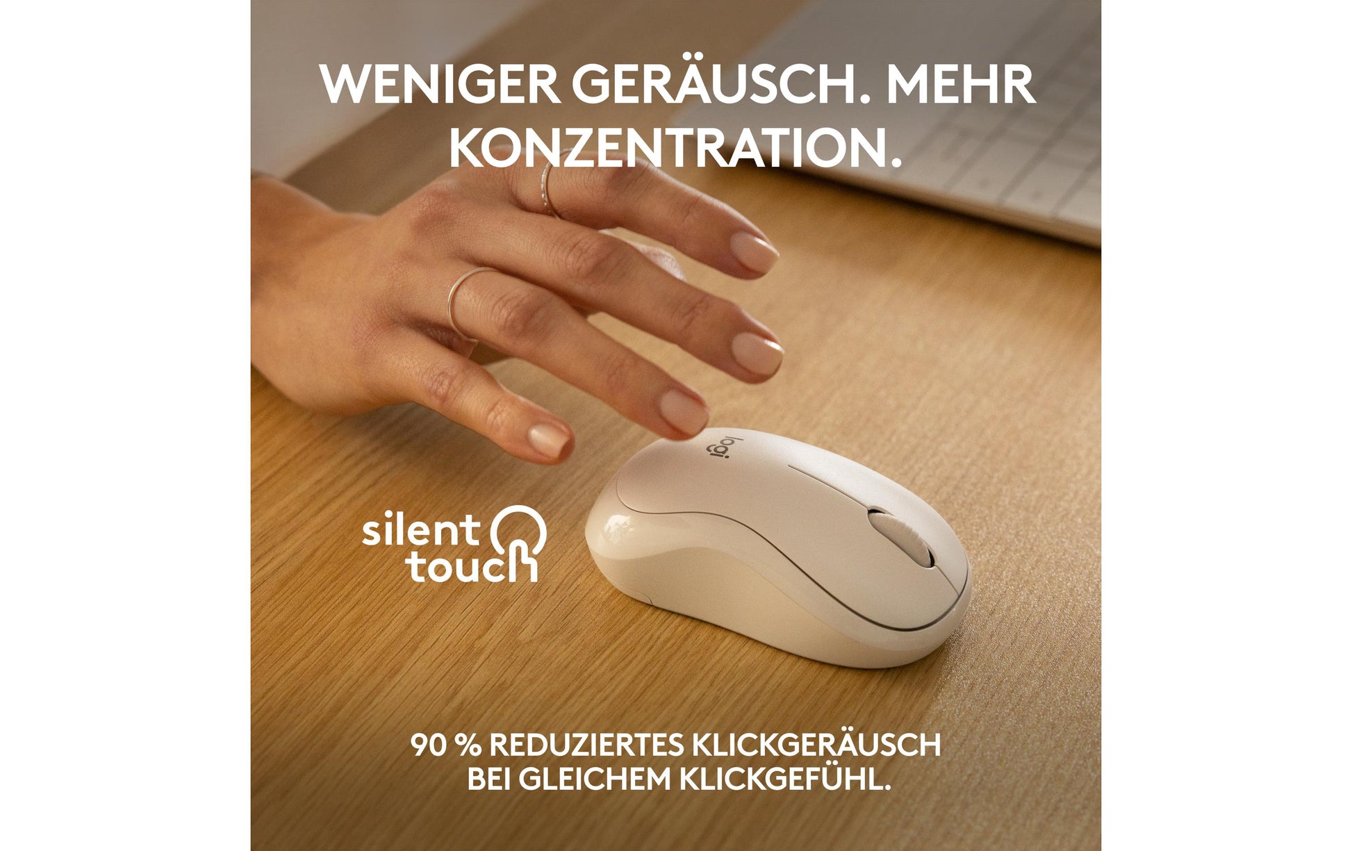 Logitech M240 Silent Maus – kabellos, Bluetooth, Silent-Tasten, Weiss