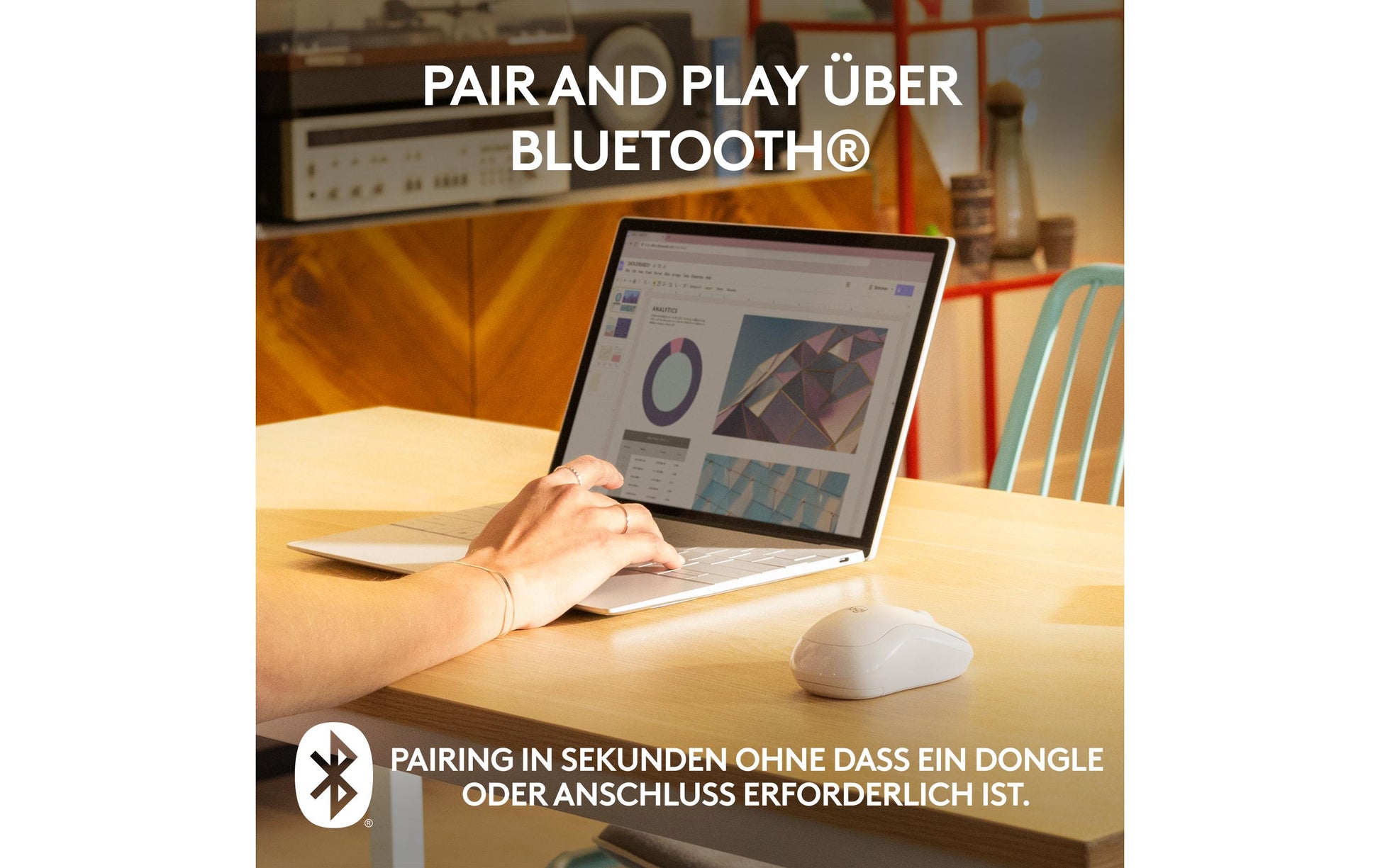 Logitech M240 Silent Maus – kabellos, Bluetooth, Silent-Tasten, Weiss