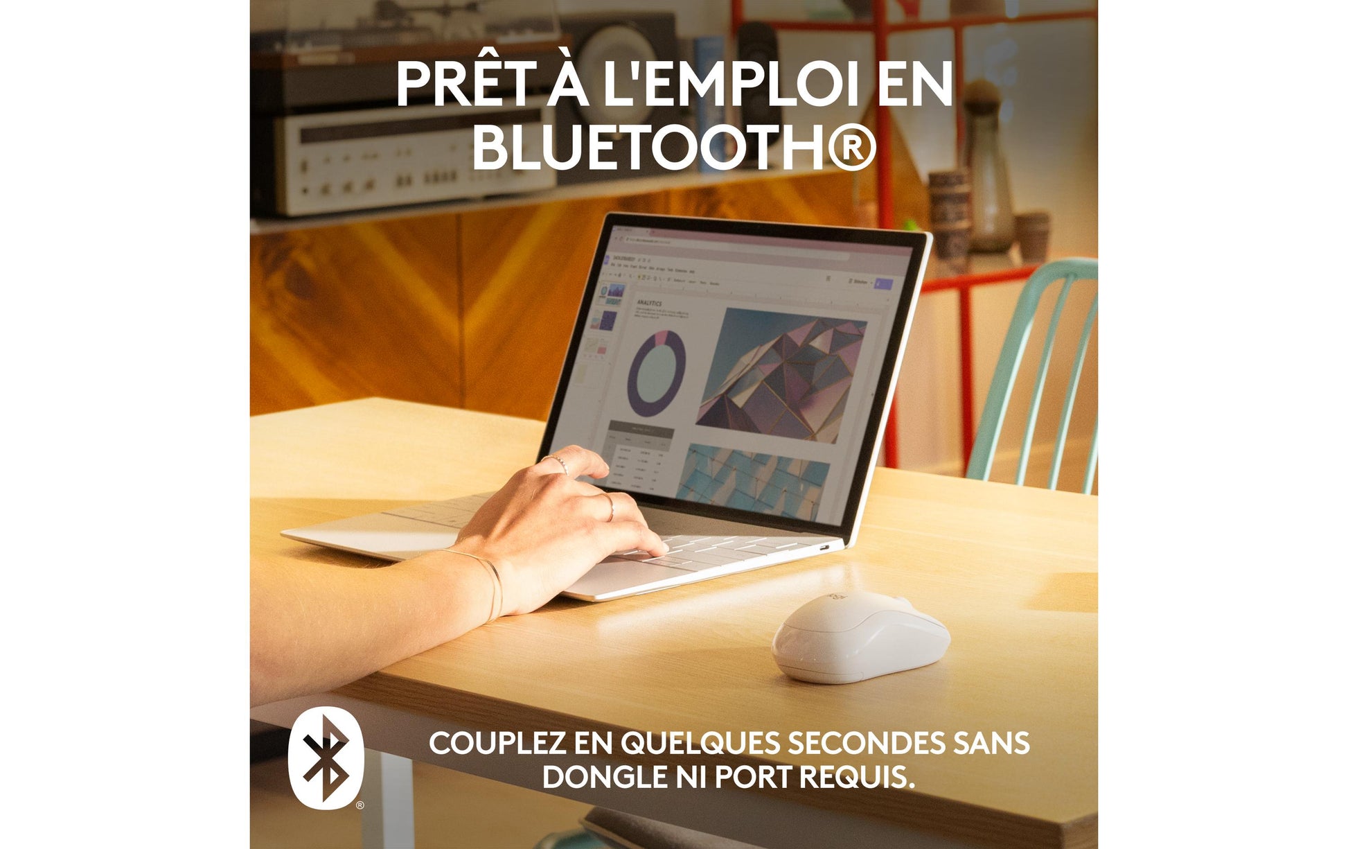 Logitech M240 Silent Maus – kabellos, Bluetooth, Silent-Tasten, Weiss