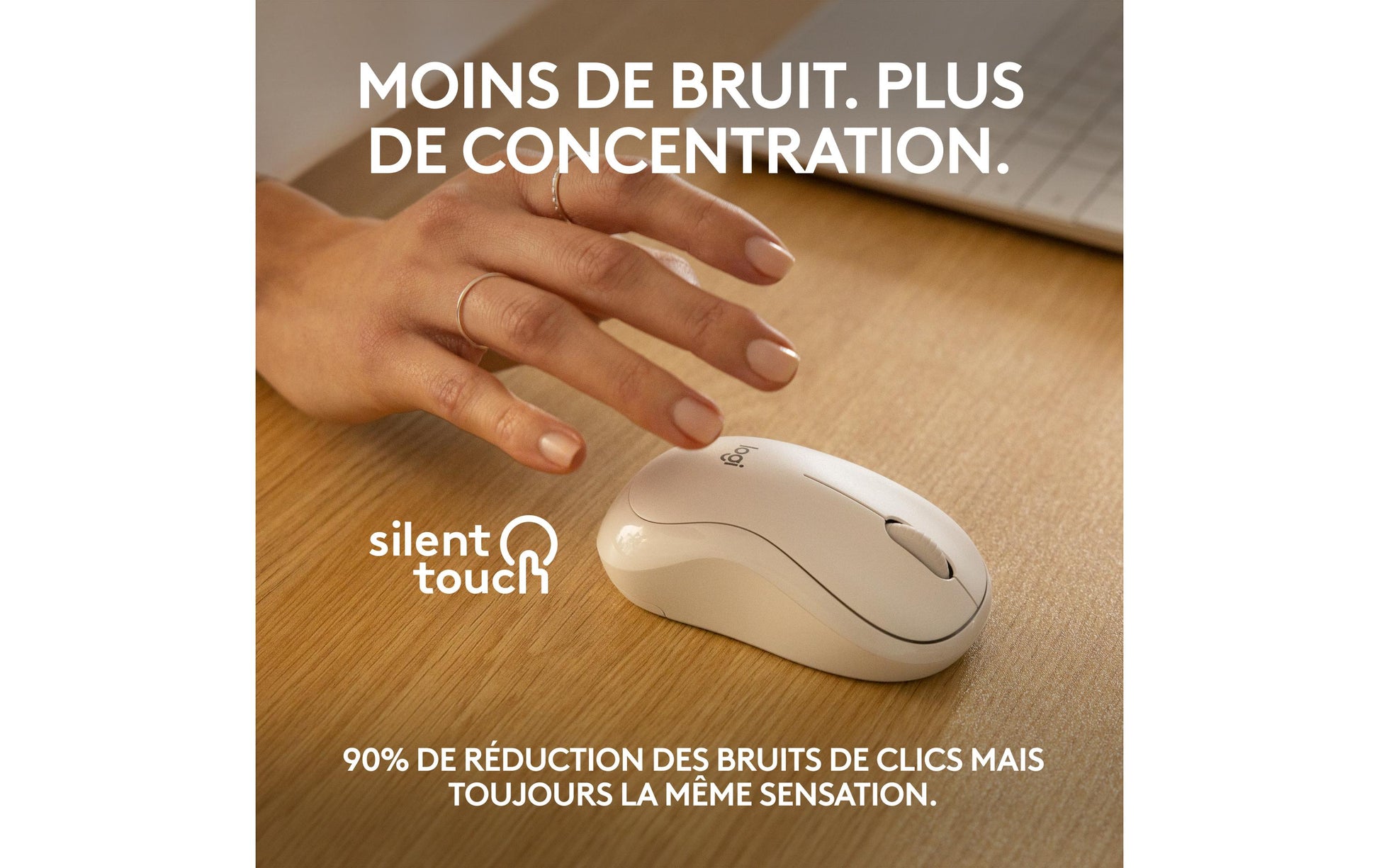 Logitech M240 Silent Maus – kabellos, Bluetooth, Silent-Tasten, Weiss