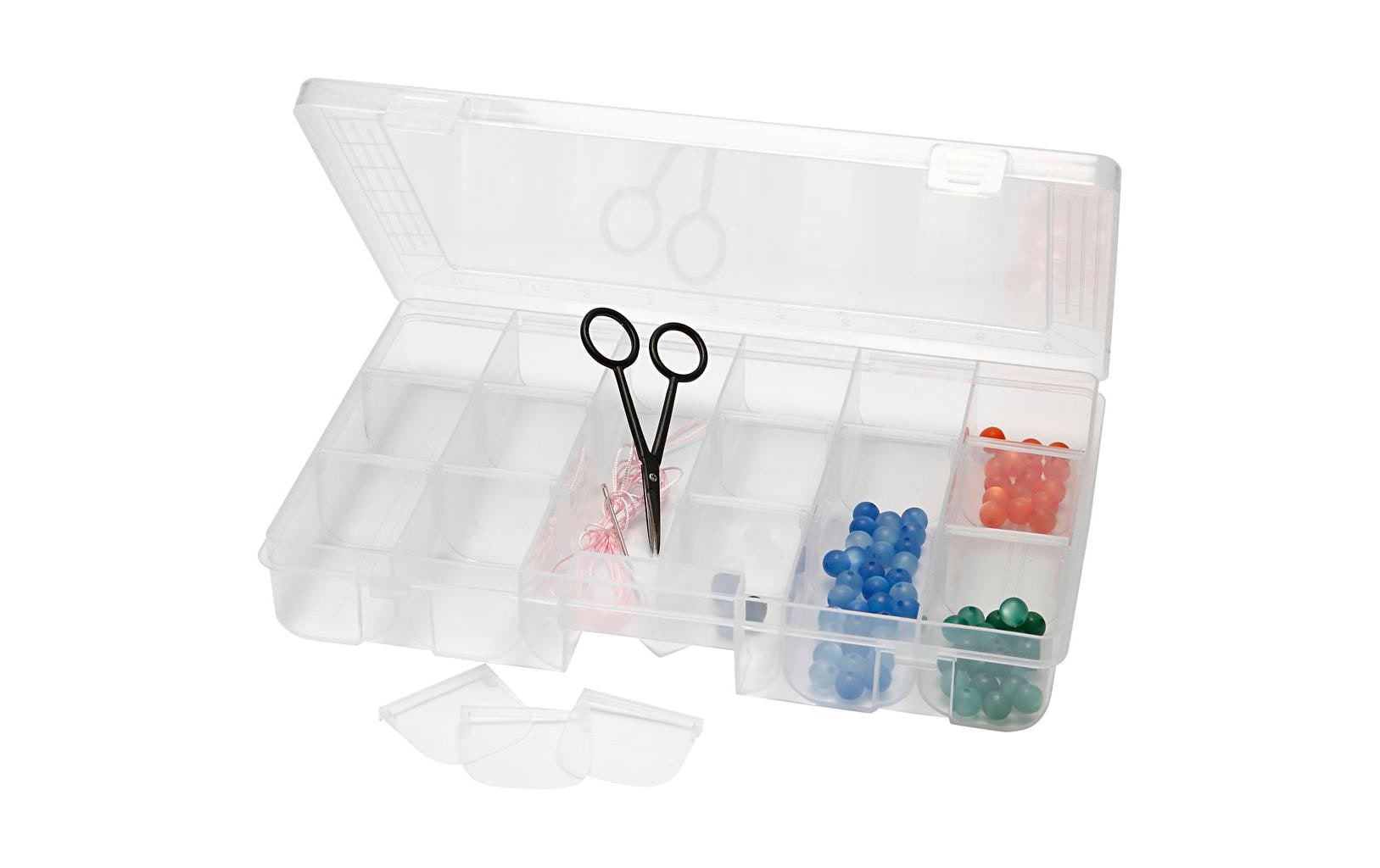 Creativ Company 13162 Aufbewahrungsbox mit Deckel, Verriegelung – Kunststoff – Transparent – für Perlen
