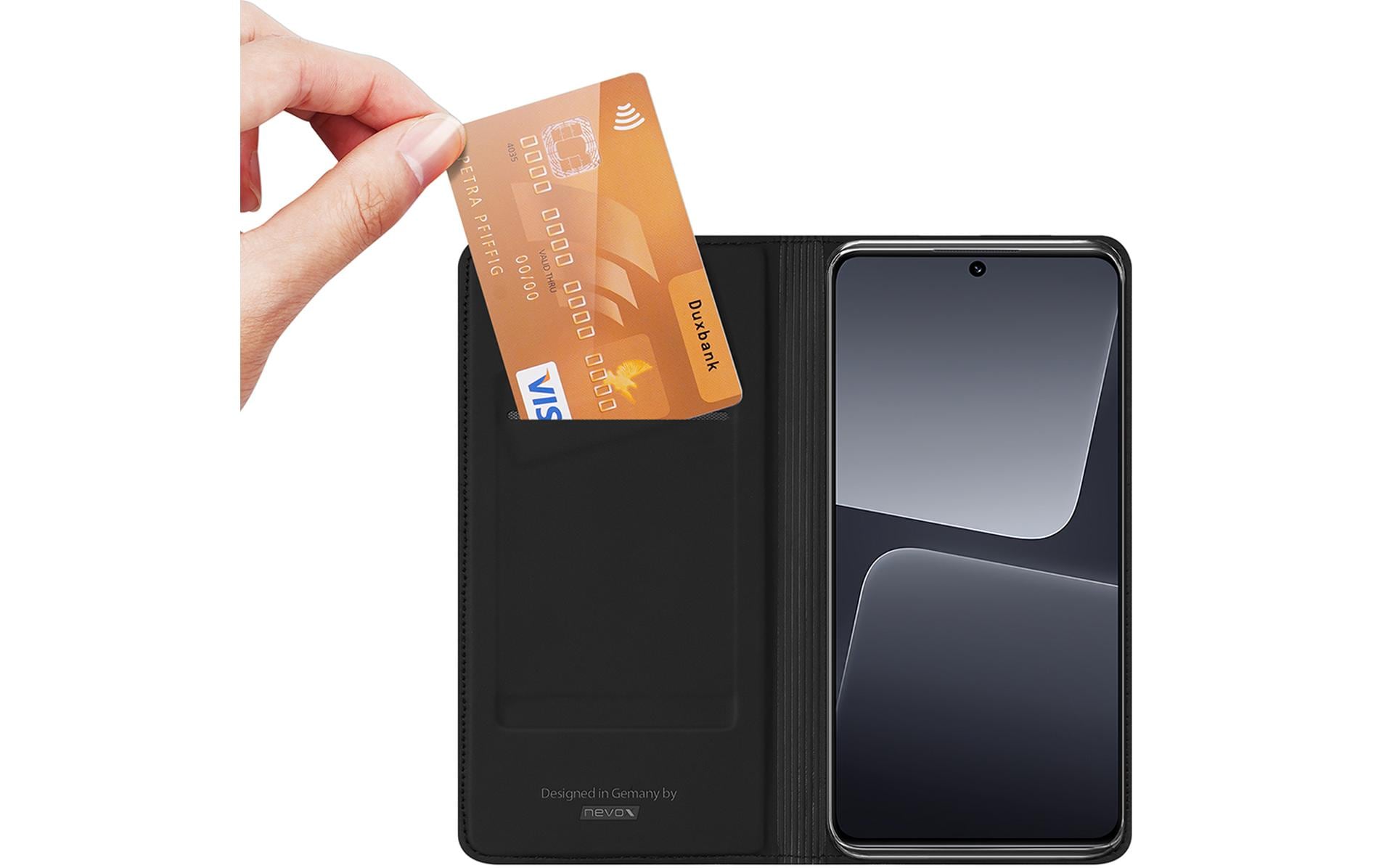 Nevox Vario Series Folio – für Xiaomi 13, mit Ständer, 1 Kartenfach, PU+TPU, Schwarz