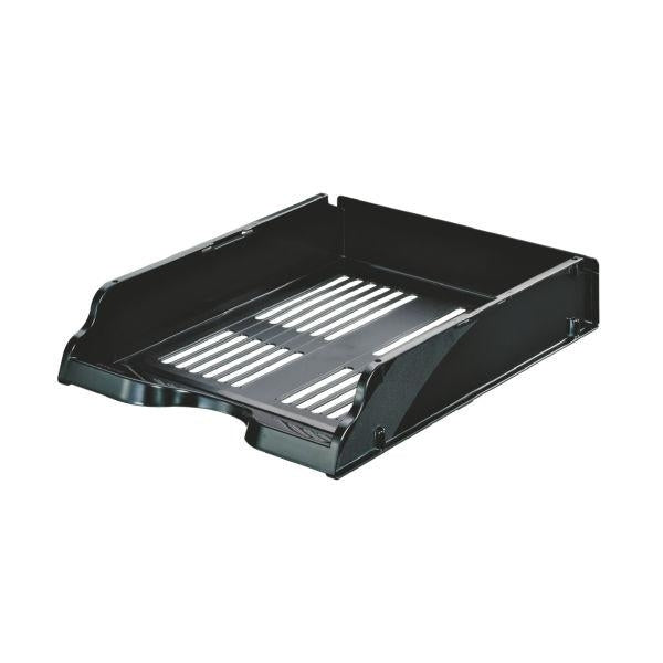 Esselte Briefkorb – mit Griffausschnitt, mit Beschriftungsfeld, glänzend, schwarz, B 260 × H 76 × T 336 mm