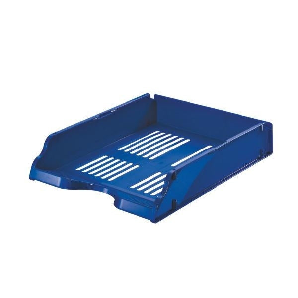 Esselte Briefkorb – mit Griffausschnitt, mit Beschriftungsfeld, glänzend, blau, B 260 × H 76 × T 336 mm