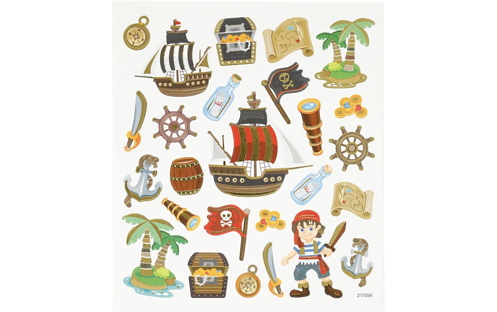 Creativ Company Sticker – 15 × 16,5 cm, Piraten, Mehrfarbig – 1 Bogen, Papier