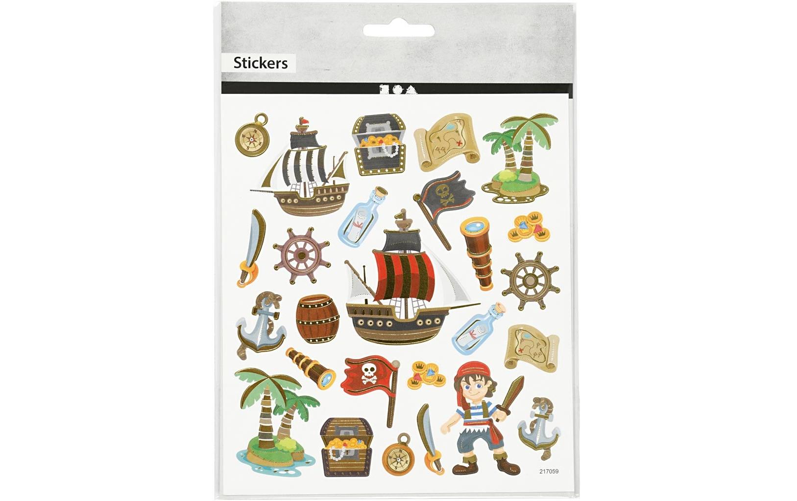 Creativ Company Sticker – 15 × 16,5 cm, Piraten, Mehrfarbig – 1 Bogen, Papier