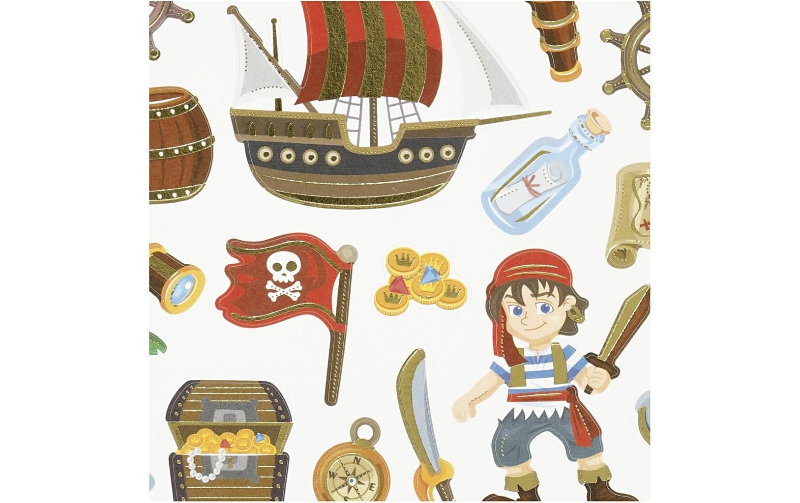 Creativ Company Sticker – 15 × 16,5 cm, Piraten, Mehrfarbig – 1 Bogen, Papier