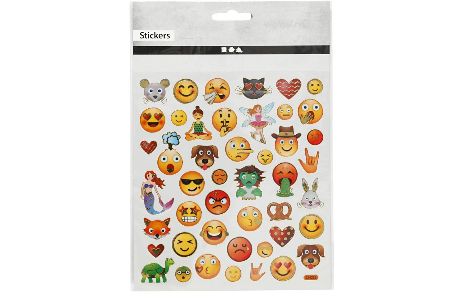 Creativ Company Sticker – 15 × 16,5 cm, Emoji, mehrfarbig – 1 Bogen