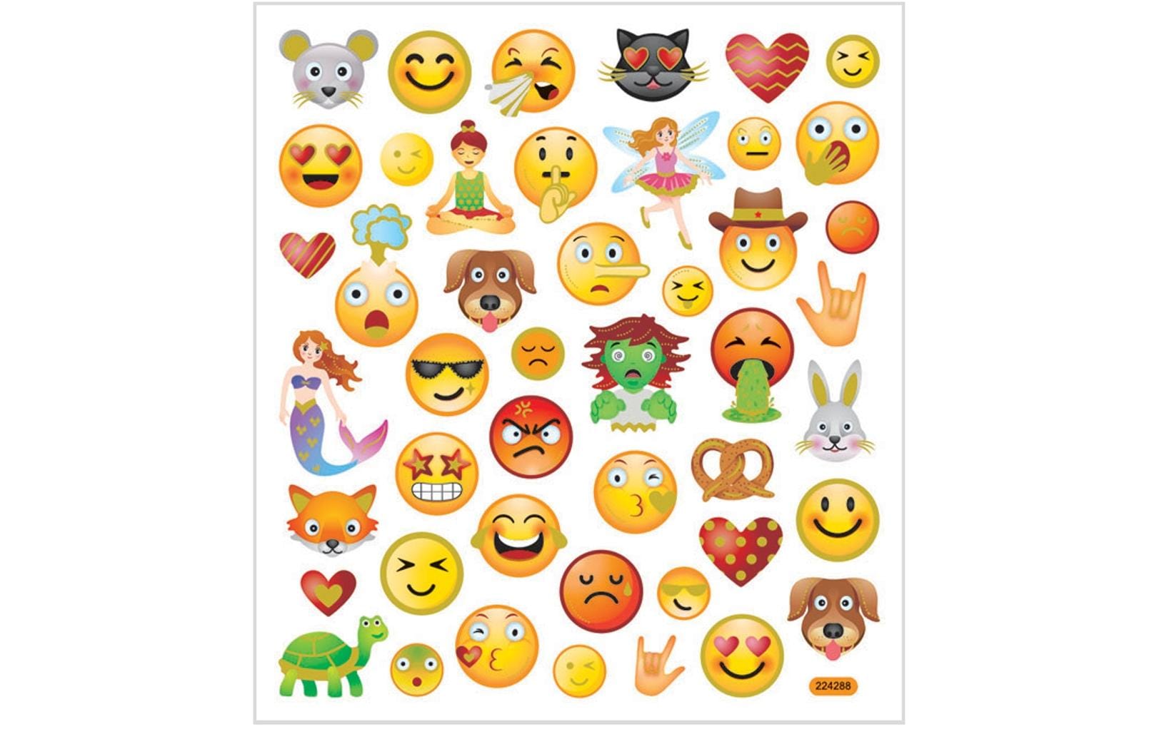 Creativ Company Sticker – 15 × 16,5 cm, Emoji, mehrfarbig – 1 Bogen