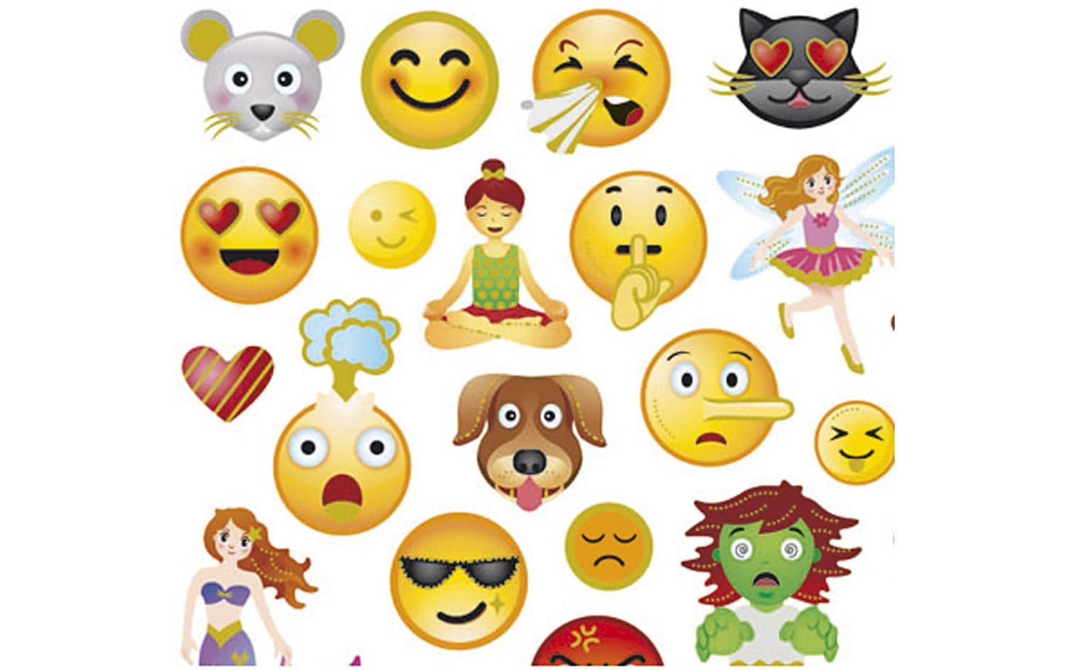 Creativ Company Sticker – 15 × 16,5 cm, Emoji, mehrfarbig – 1 Bogen