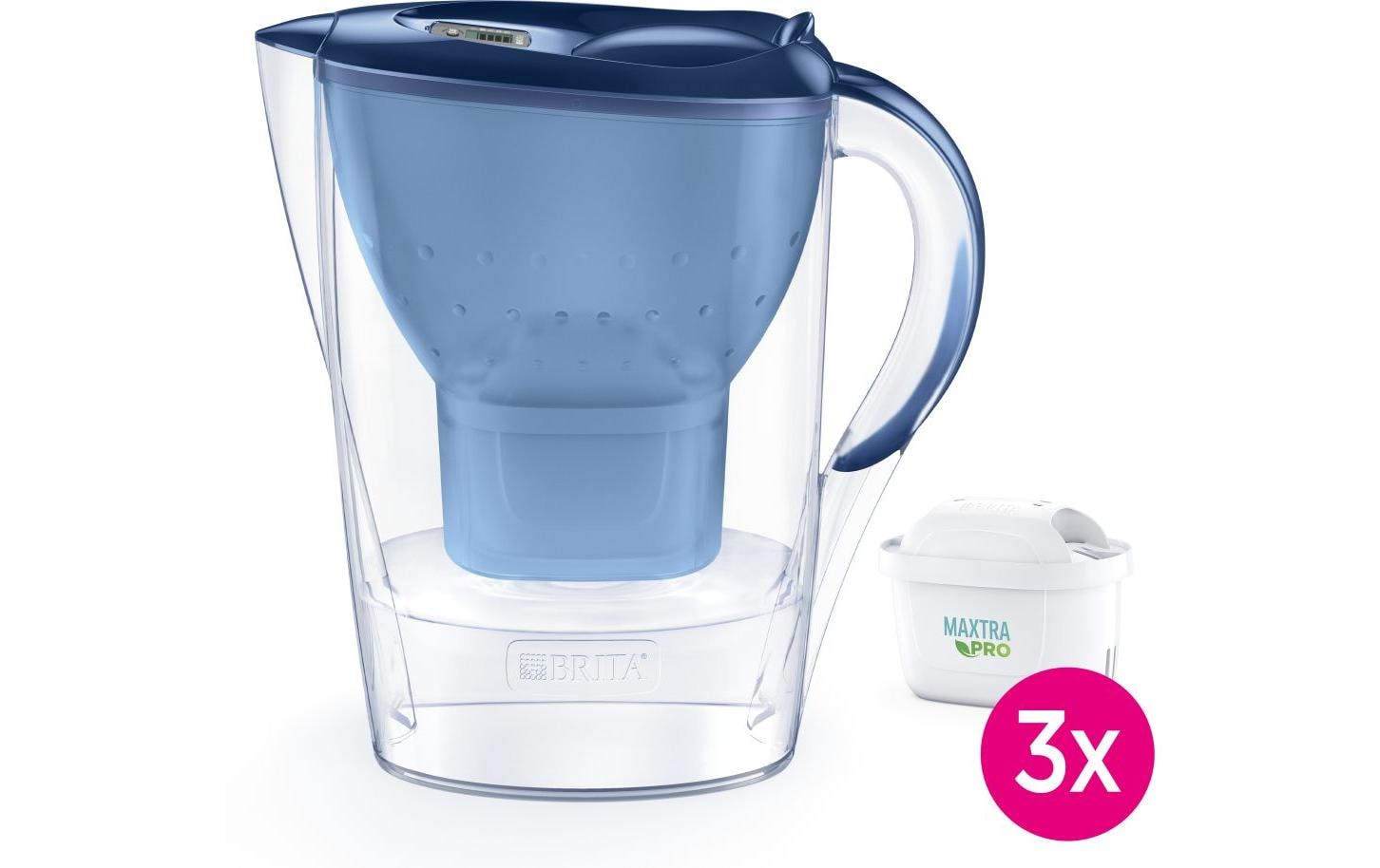 Brita Marella Tischwasserfilter – 2,4 l, inkl. 3 MAXTRA PRO Kartuschen, Blau