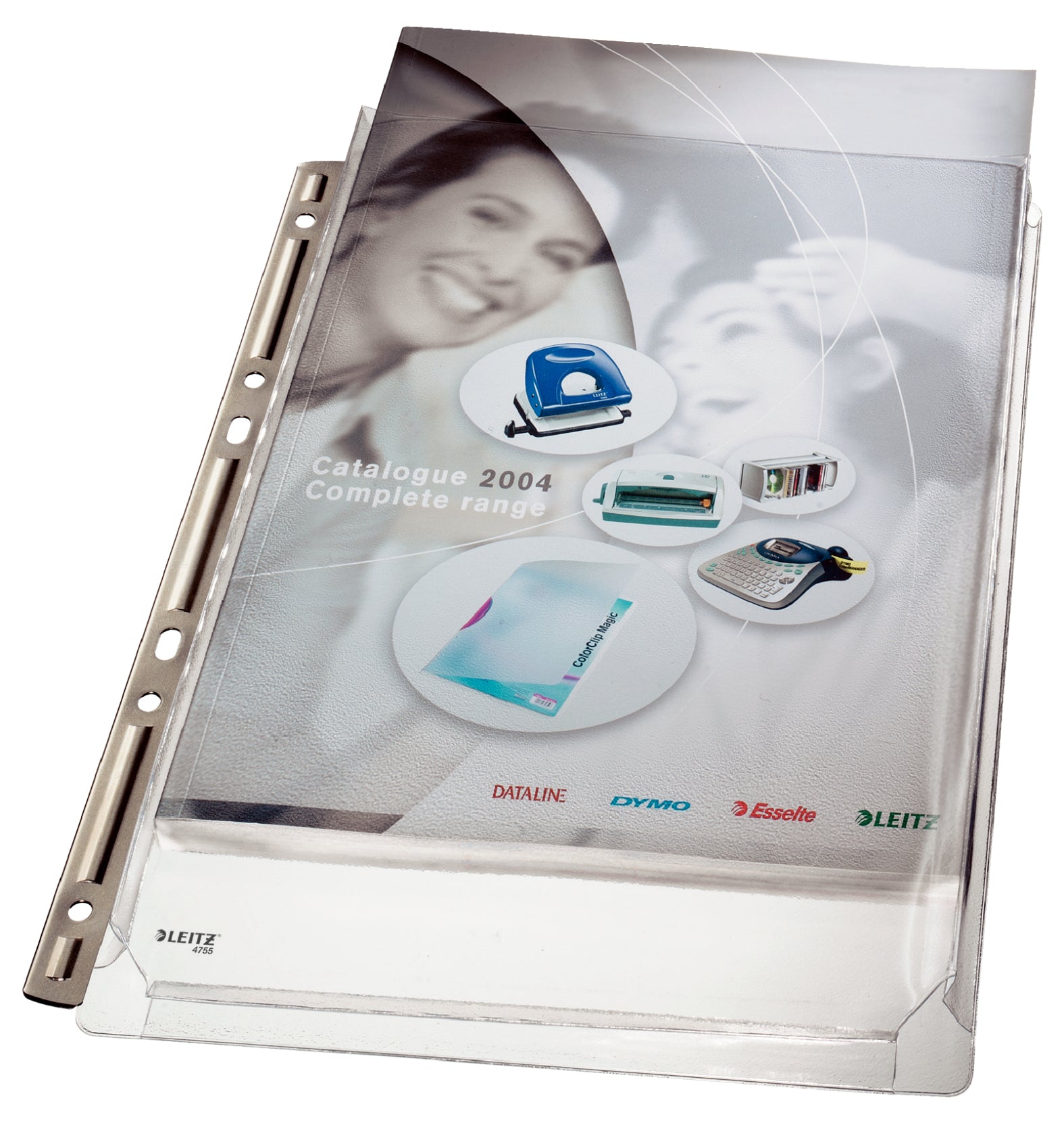 Leitz Prospekthülle A4, 4-Loch, blendfrei genarbt, metallverstärkt, 200 Blatt, transparent – 3 Stück
