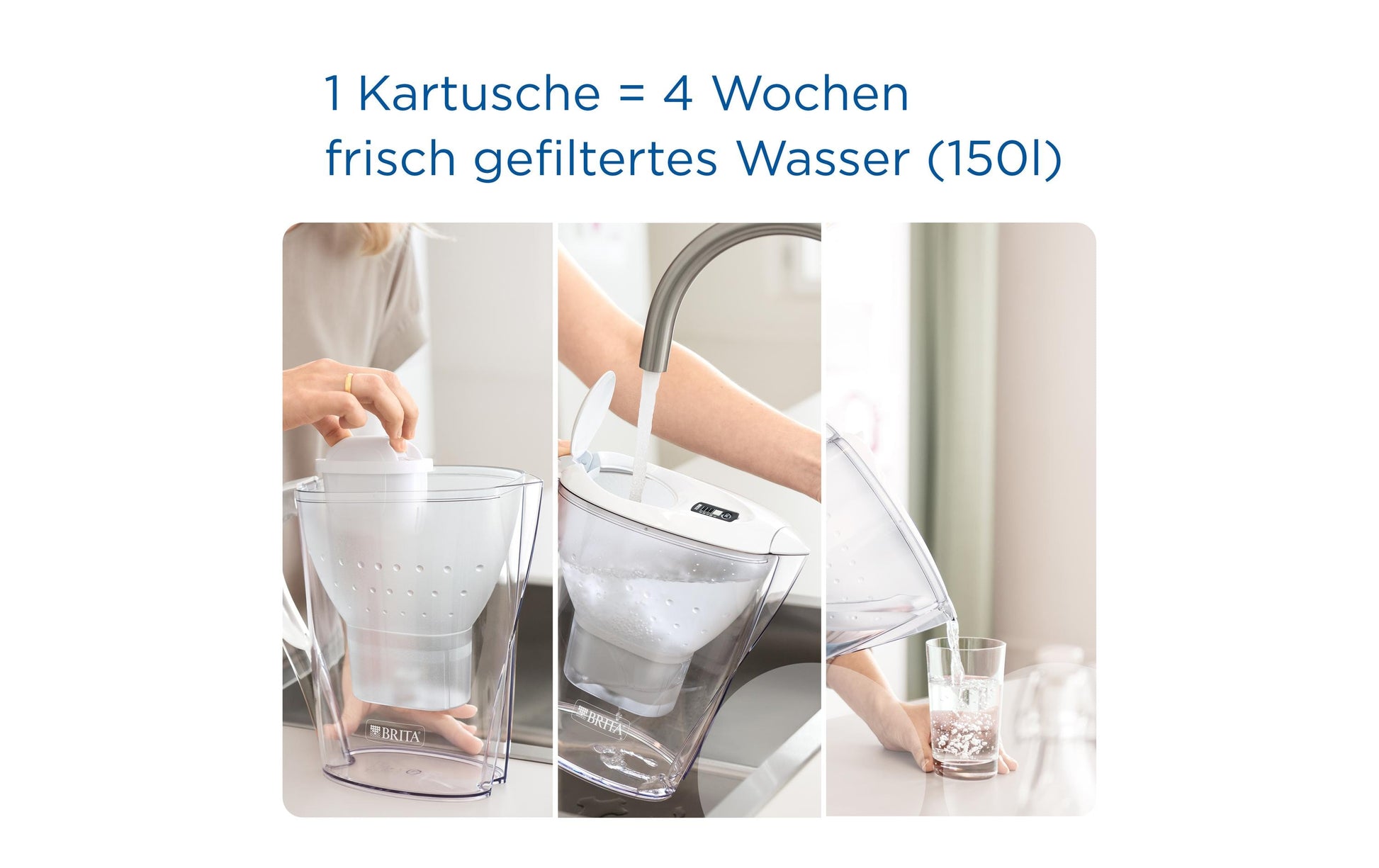 Brita Marella Tischwasserfilter – 2,4 l, inkl. 3 MAXTRA PRO Kartuschen, Blau