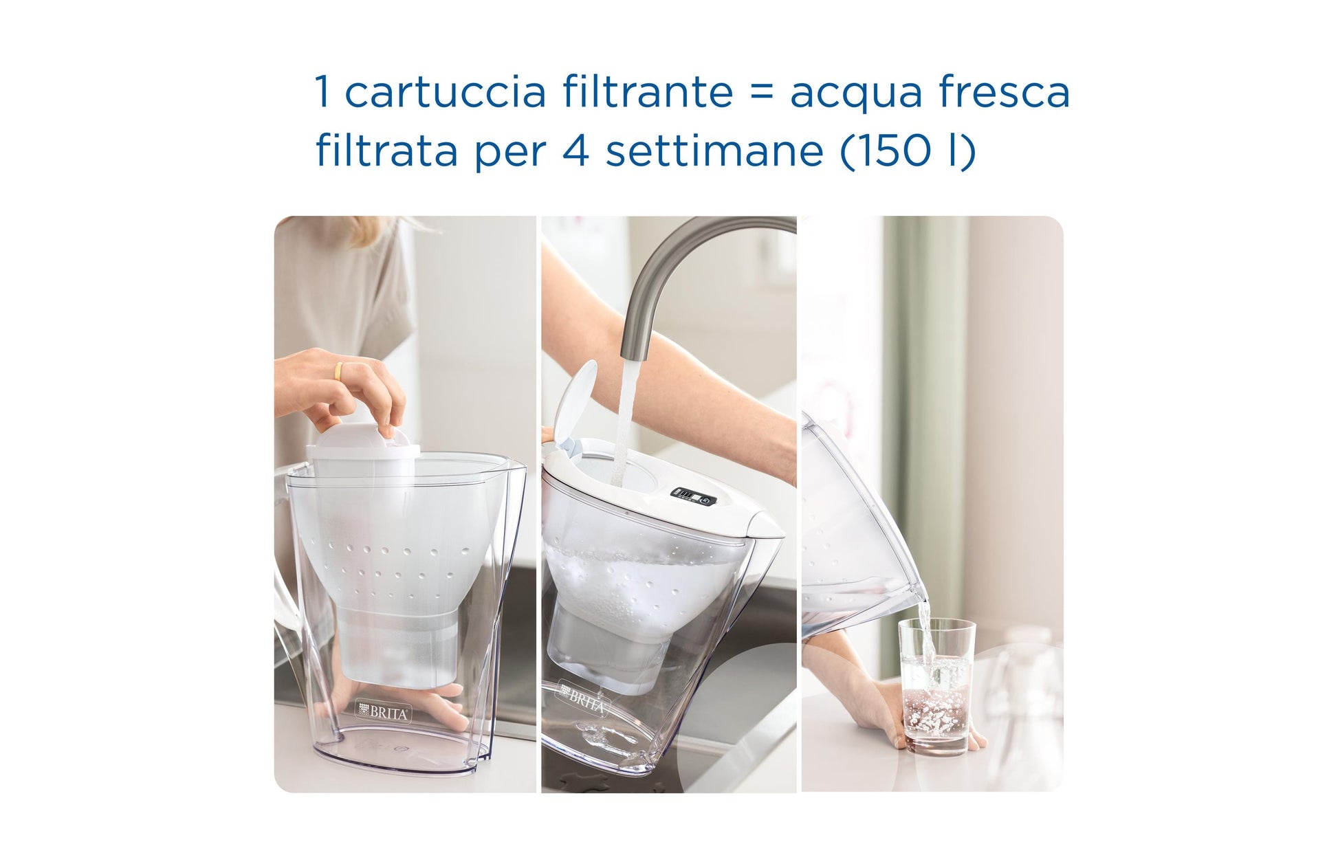 Brita Marella Tischwasserfilter – 2,4 l, inkl. 3 MAXTRA PRO Kartuschen, Blau