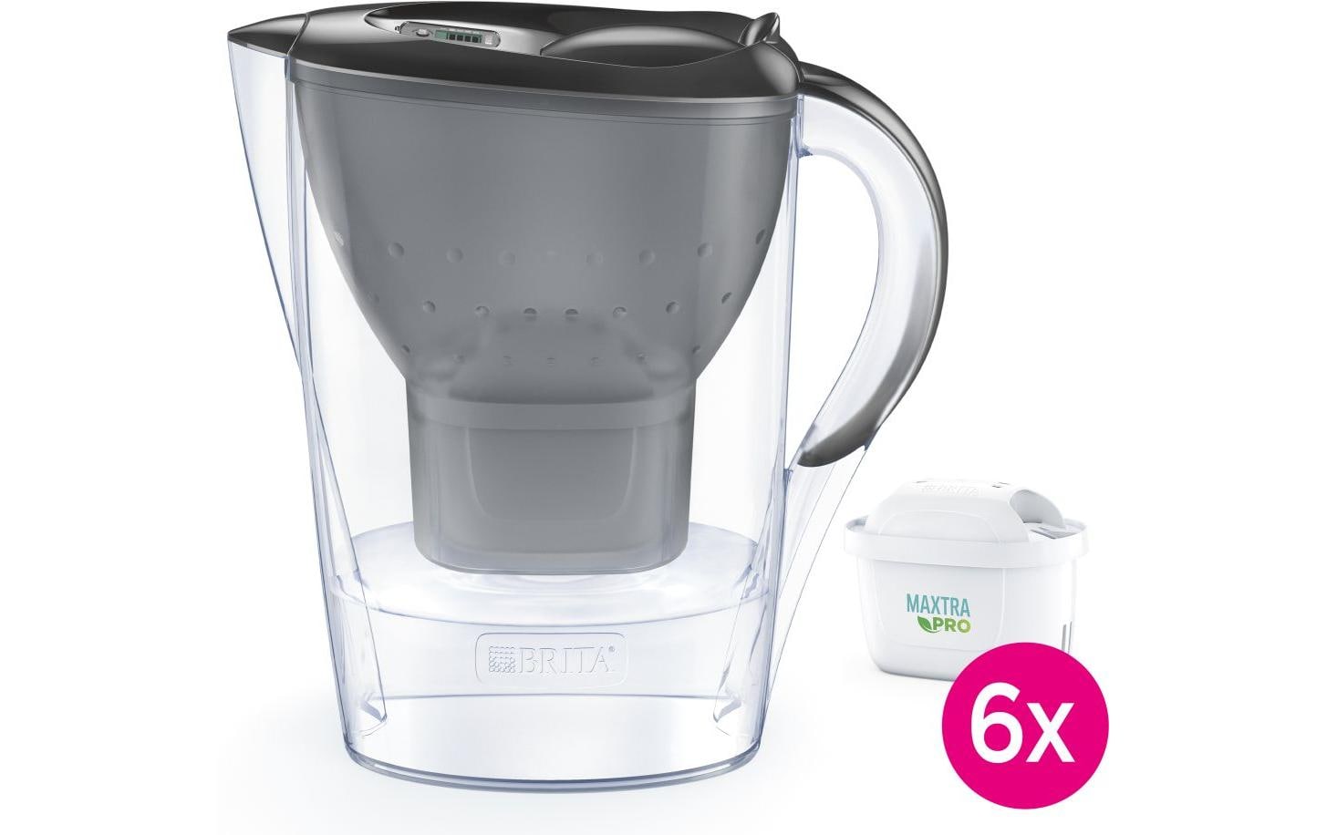 Brita Marella Tischwasserfilter – 2,4 l, inkl. 6 MAXTRA PRO Kartuschen, Graphit