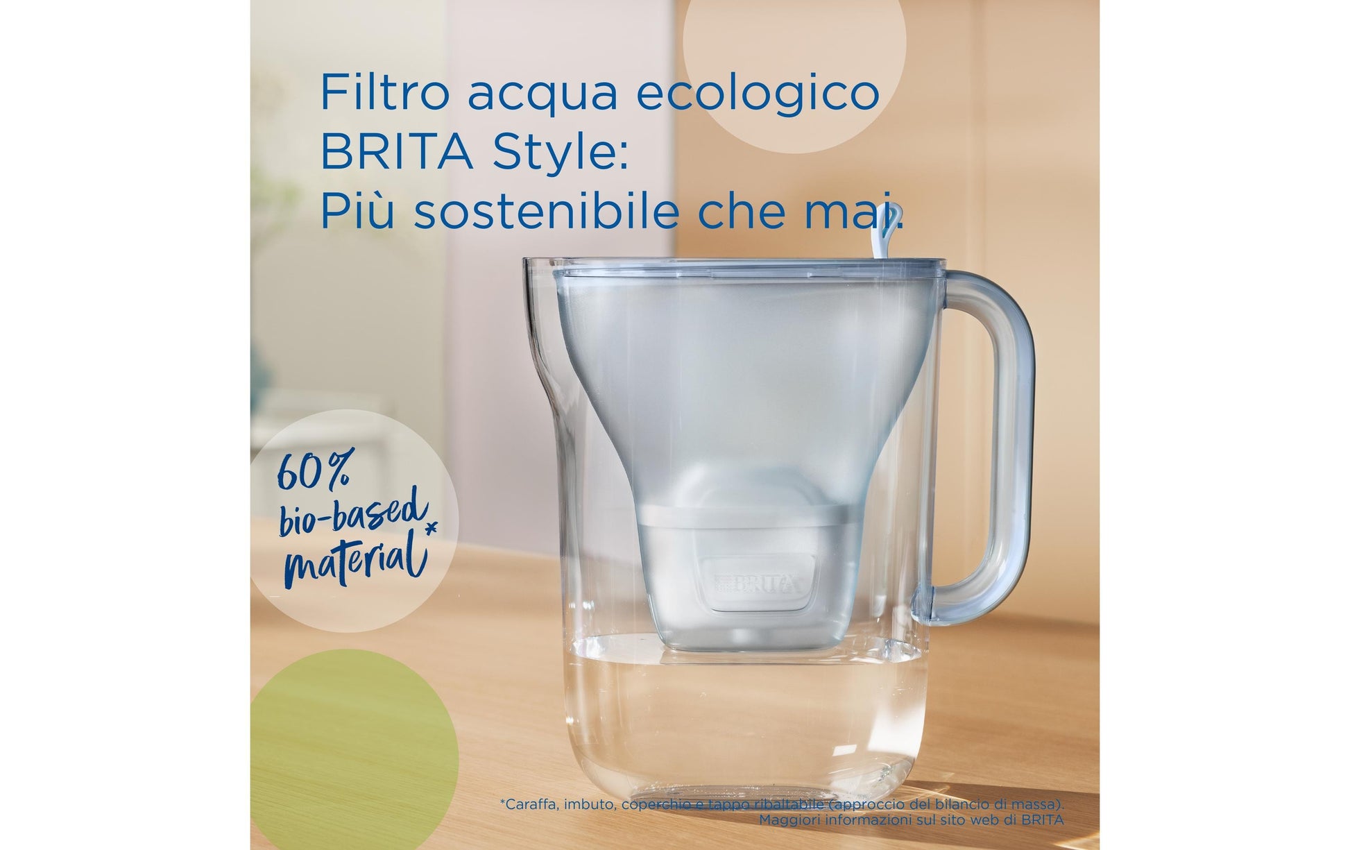 BRITA Style Eco Gletscher – Wasserfilter-Kanne 1,4 l, Filterwechselanzeige, Kunststoff, Hellblau