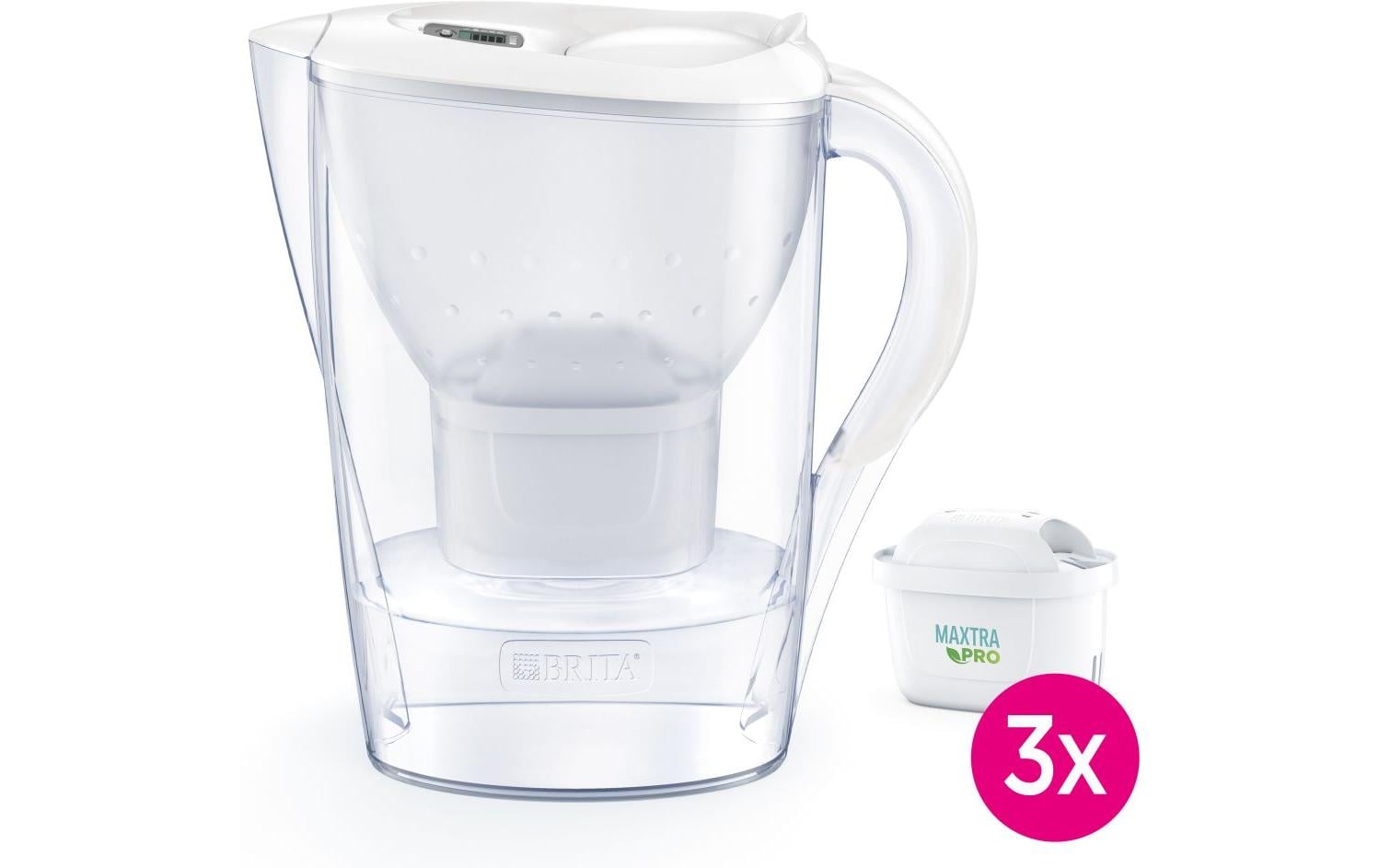 Brita Marella Tischwasserfilter – 2,4 l, inkl. 3 MAXTRA PRO Kartuschen, Weiss