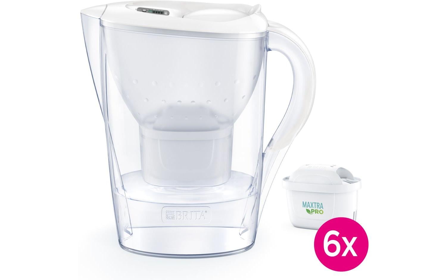 Brita Marella Tischwasserfilter – 2,4 l, inkl. 6 MAXTRA PRO Kartuschen, Weiss