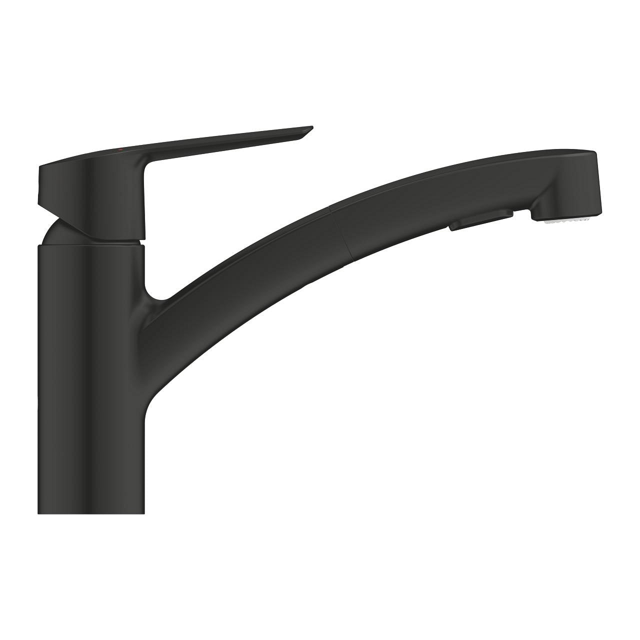 GROHE Start – Küchenarmatur, 5,1 × 22,7 × 18,5 cm, Messing, Schwarz, ausziehbare Brause