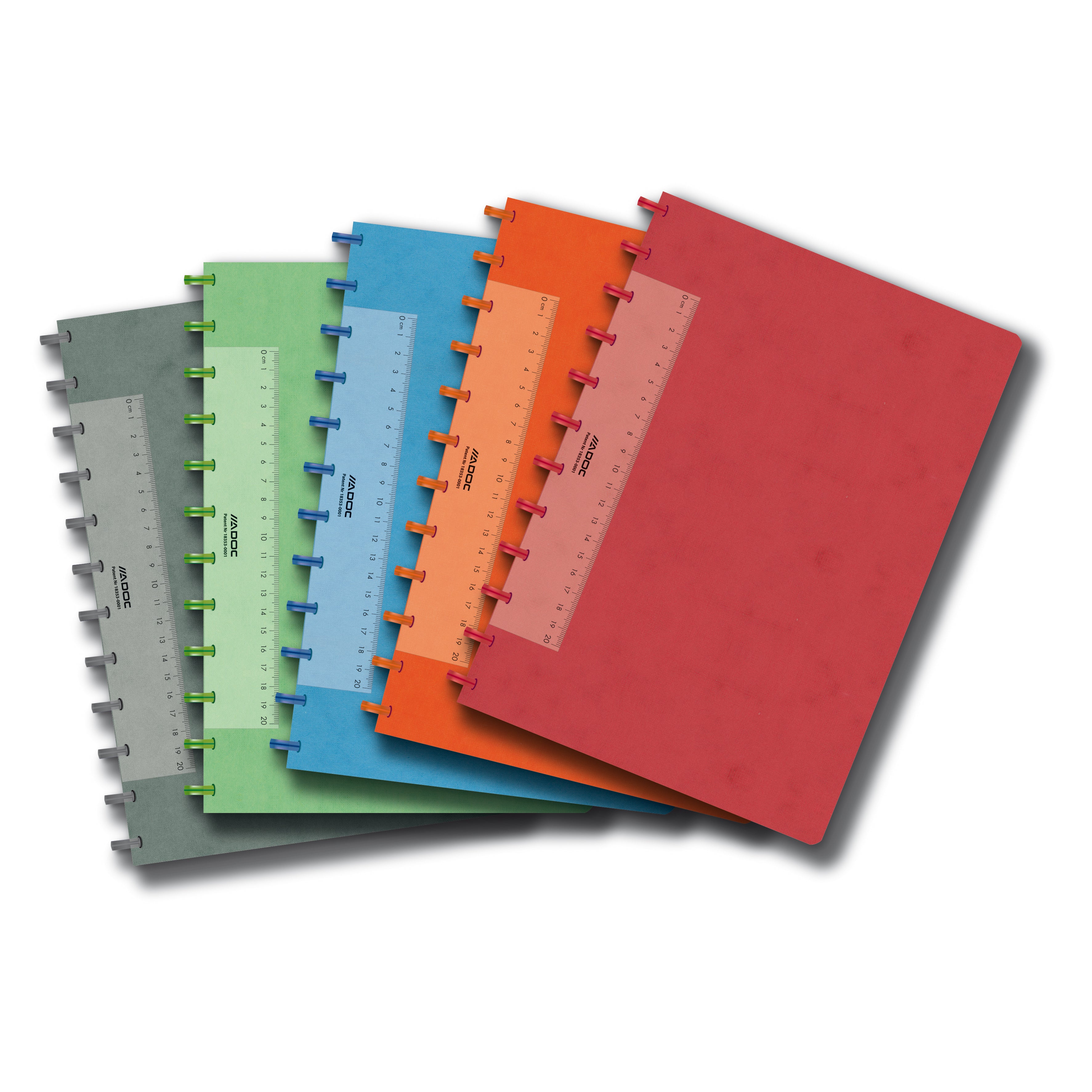 Adoc Ringbuch – A4 – 144 Seiten – 90 g/m², 12 Ringe, herausnehmbare Seiten, mehrfarbig, PEFC, 10 Stück