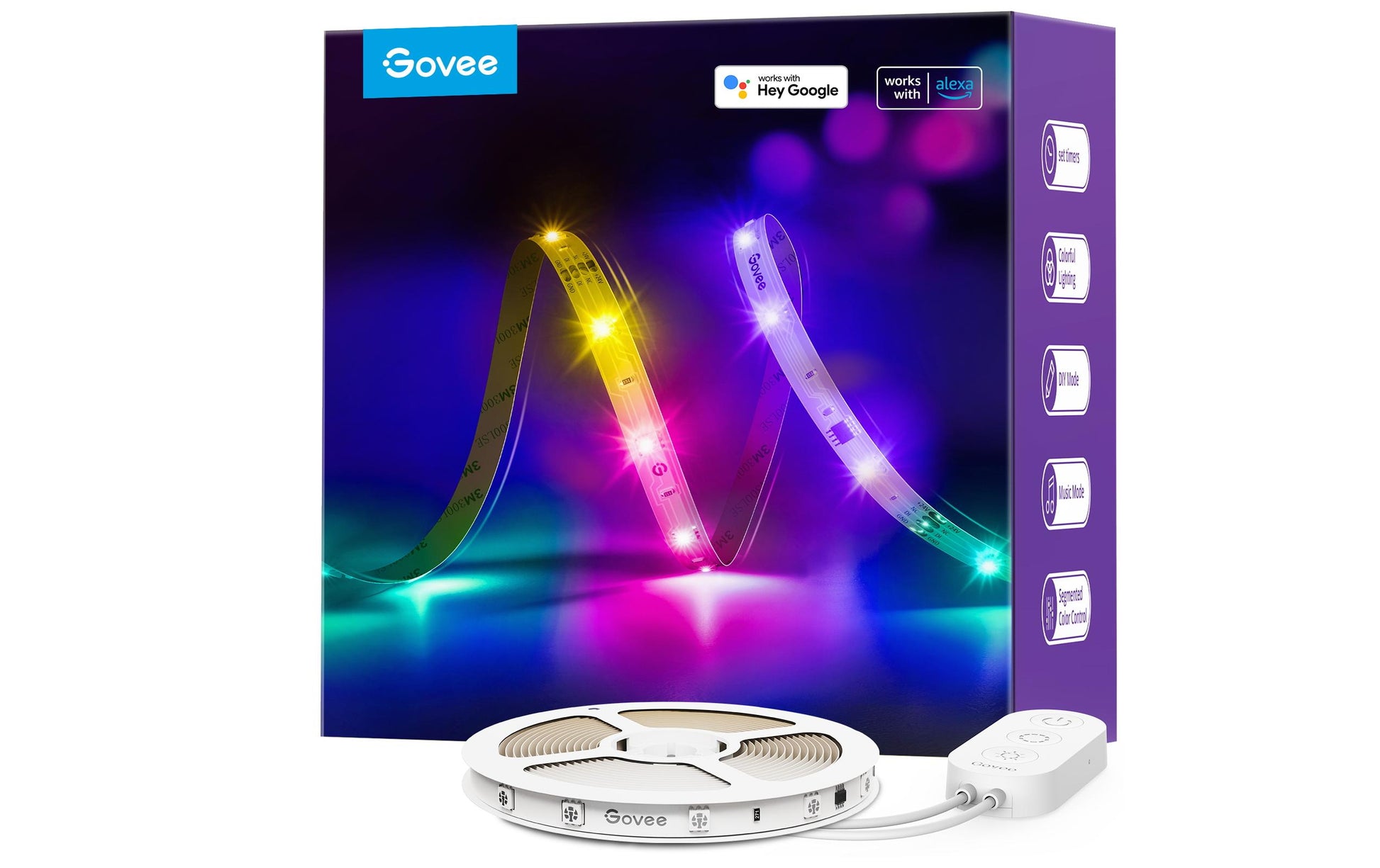 Govee LED-Strip – 10 m, 44 lm, 18 W, RGBIC, BT, für Govee Home App, weiss