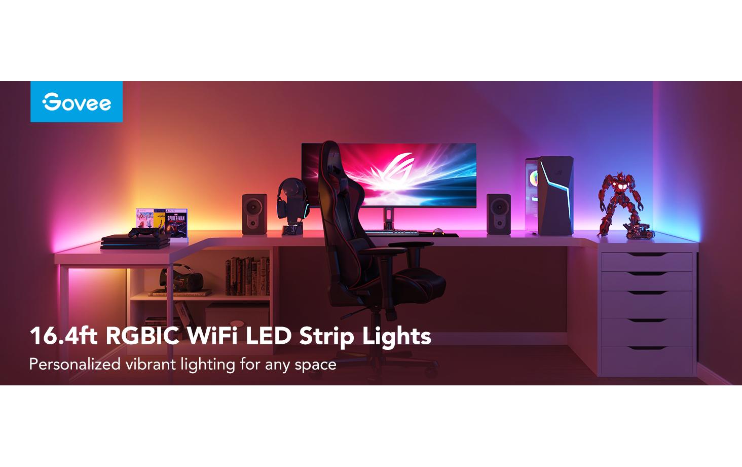 Govee LED-Strip – 10 m, 44 lm, 18 W, RGBIC, BT, für Govee Home App, weiss