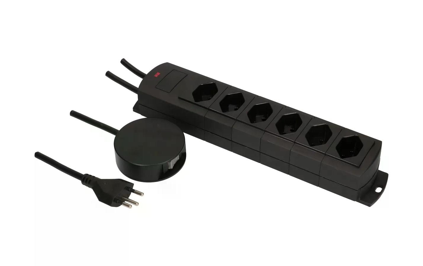 Max Hauri AG Max Hauri PRIME-LINE Steckdosenleiste, 6×T13, mit Schalter, 5 m, Überstromschutz, Eingang T12 – schwarz