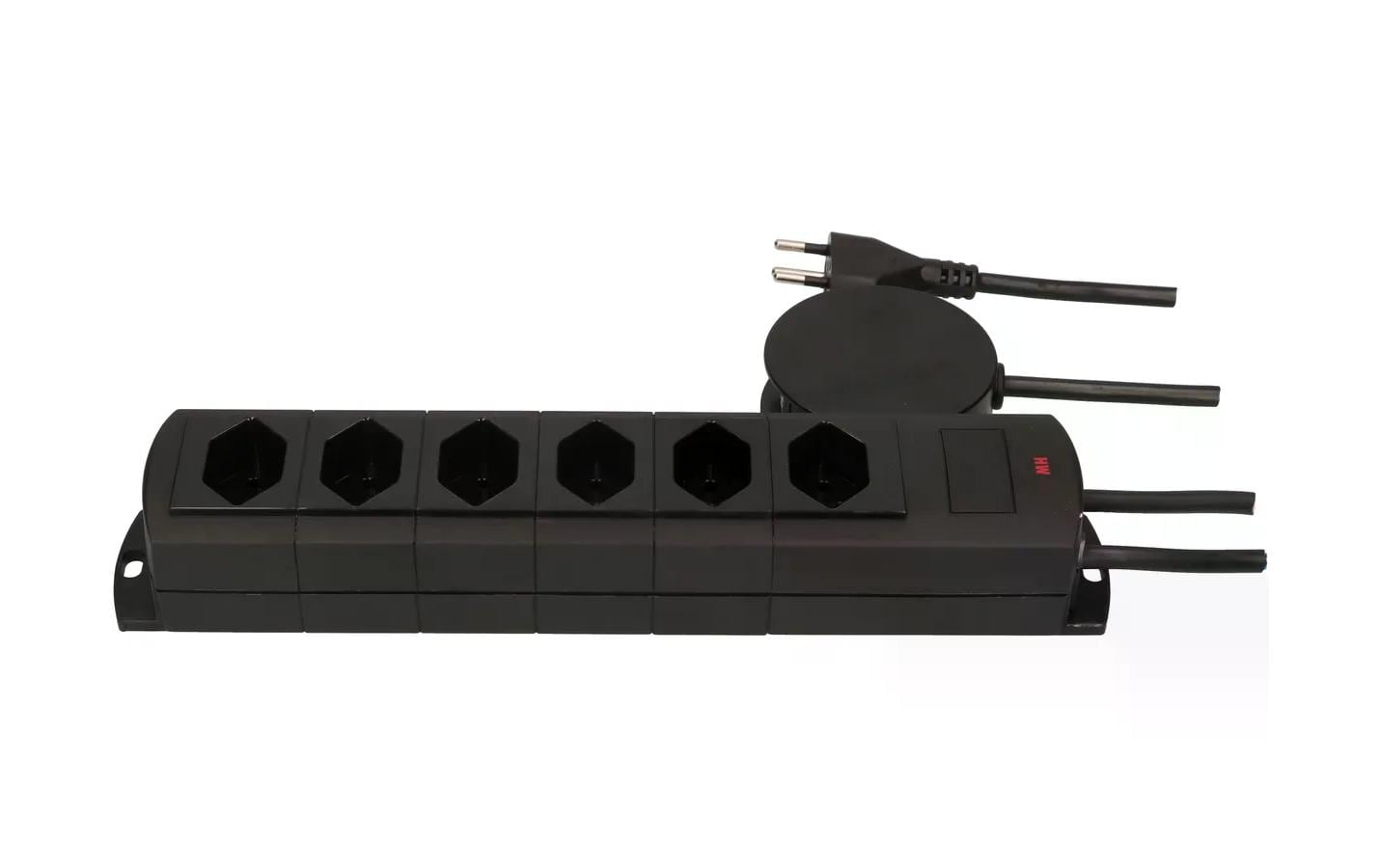 Max Hauri AG Max Hauri PRIME-LINE Steckdosenleiste, 6×T13, mit Schalter, 5 m, Überstromschutz, Eingang T12 – schwarz