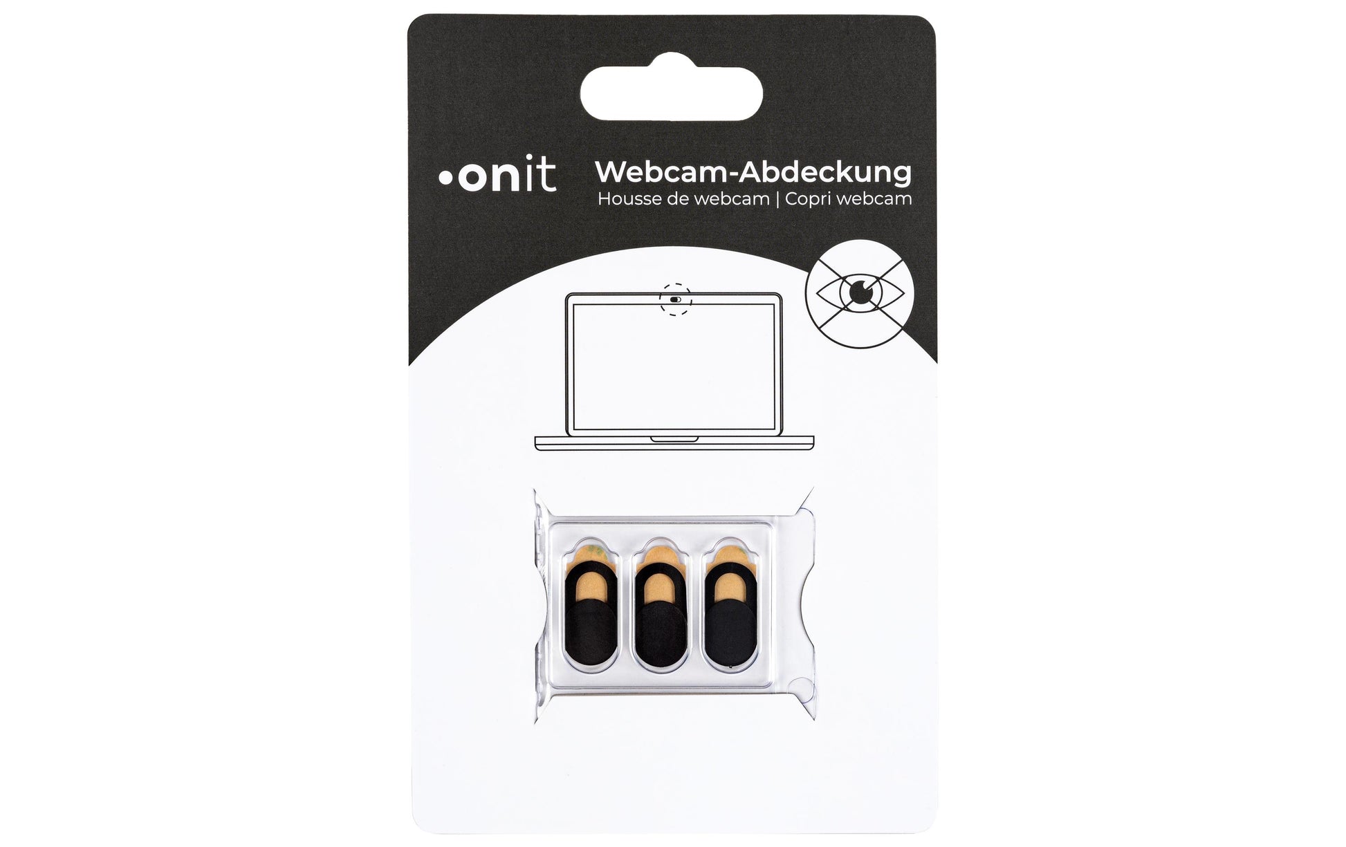 ONIT F01356 – Webcam-Abdeckung, 3er-Set, selbstklebend, Schwarz