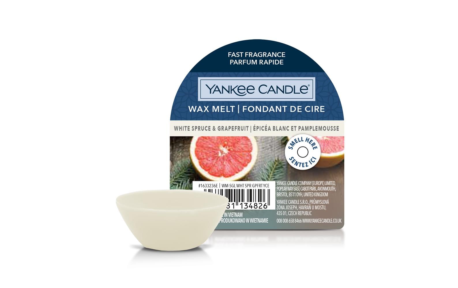 Yankee Candle Duftwachsplättchen – Ø 7,3 × 3 cm – White Spruce & Grapefruit – weiss, 1-teilig